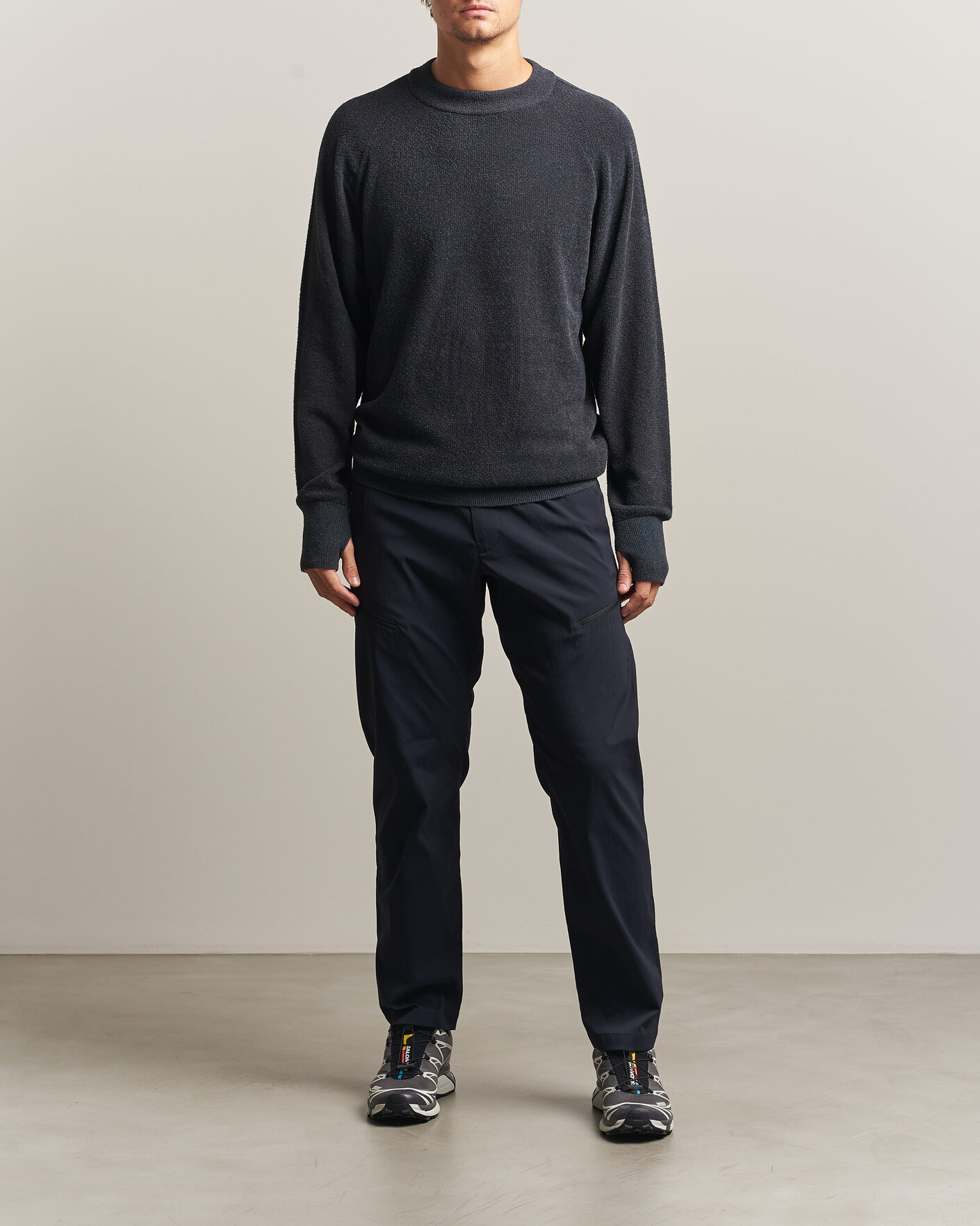 Hombres | Jerséis y prendas de punto | Goldwin | Mesh Pile Crew Neck Wolf Gray