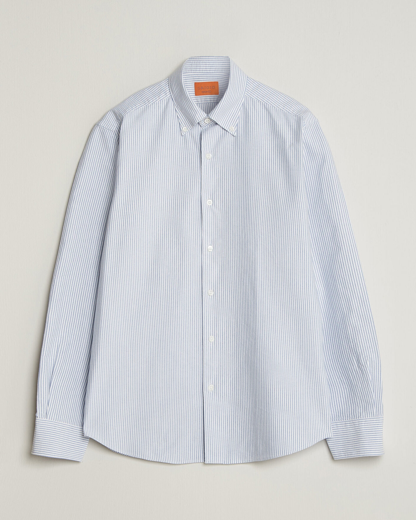 Hombres | Camisas | Grigio | Oxford Button Down Shirt Light Blue Stripe