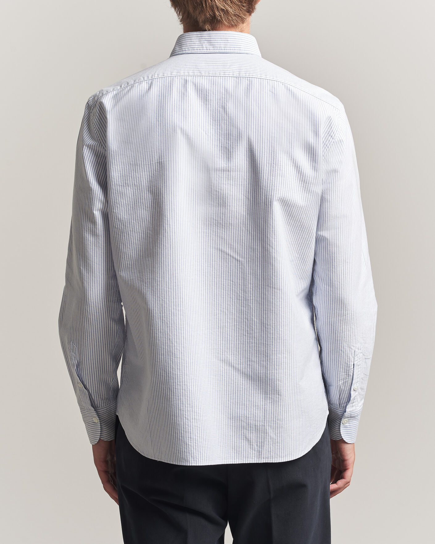 Hombres | Camisas | Grigio | Oxford Button Down Shirt Light Blue Stripe