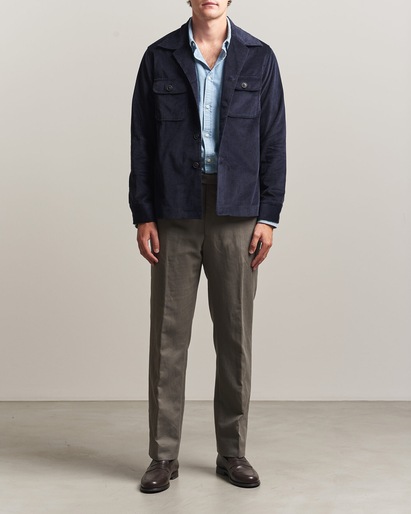 Hombres | Camisas | Grigio | Corduroy Overshirt Navy