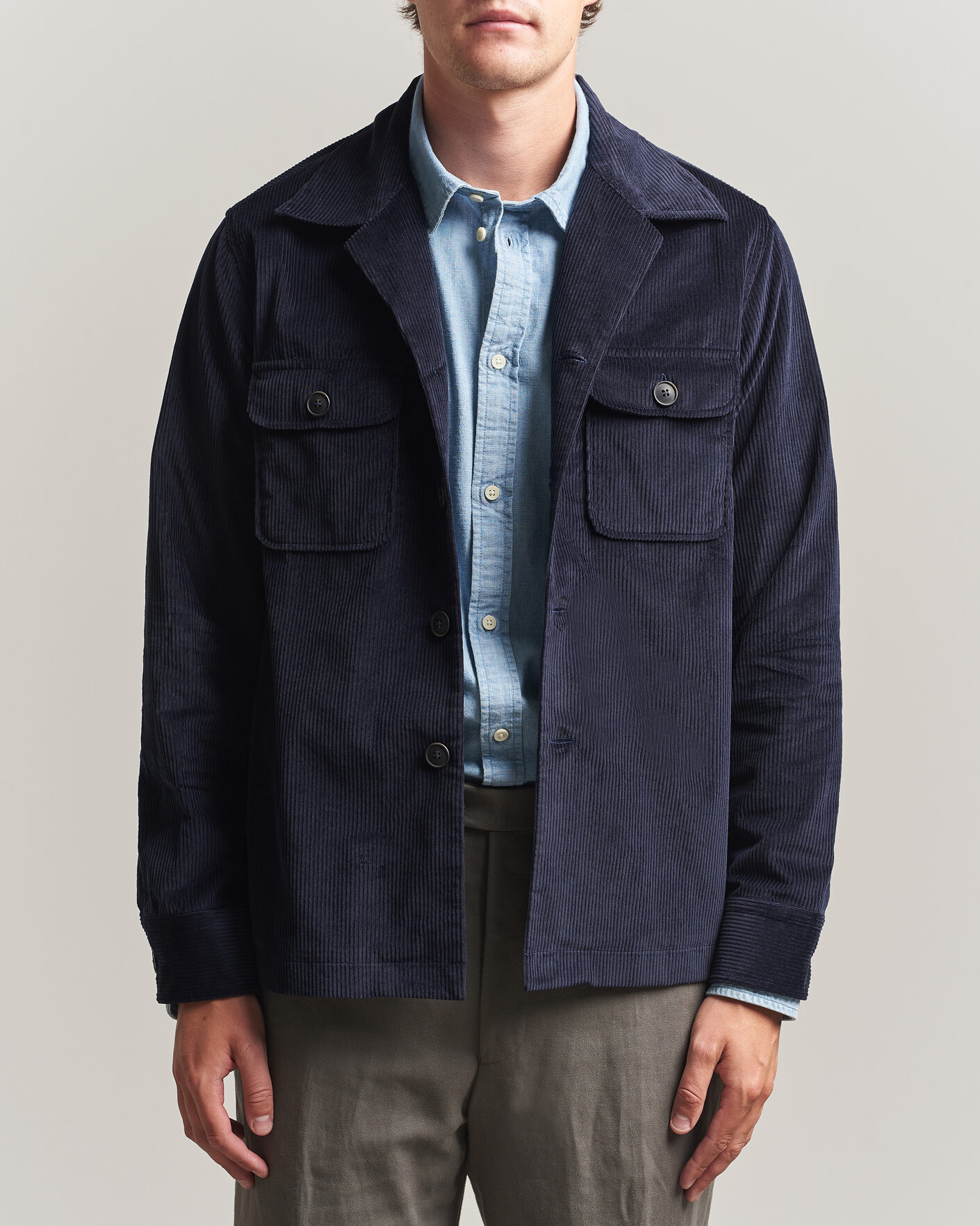 Hombres | Camisas | Grigio | Corduroy Overshirt Navy