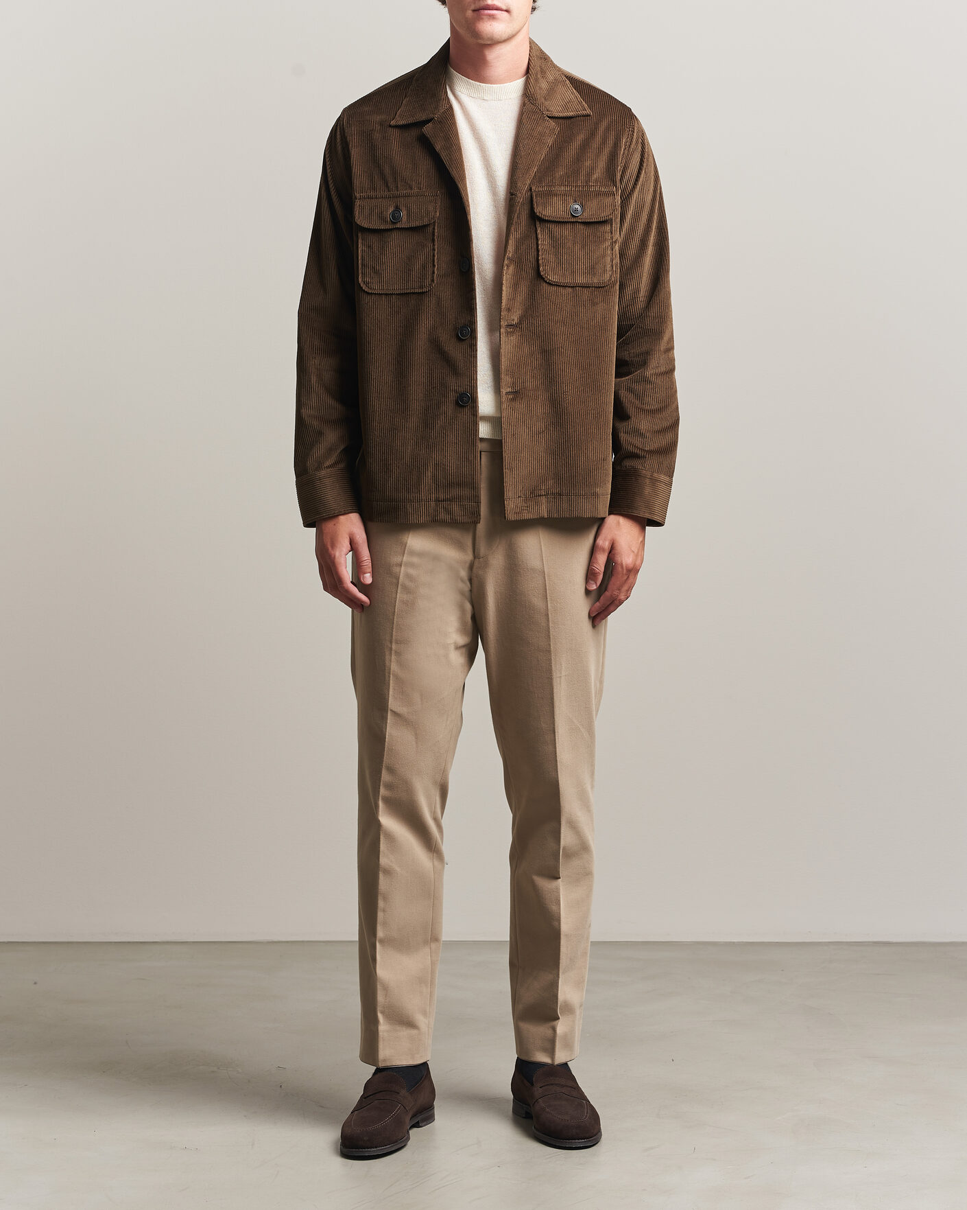 Hombres | Camisas | Grigio | Corduroy Overshirt Dark Brown