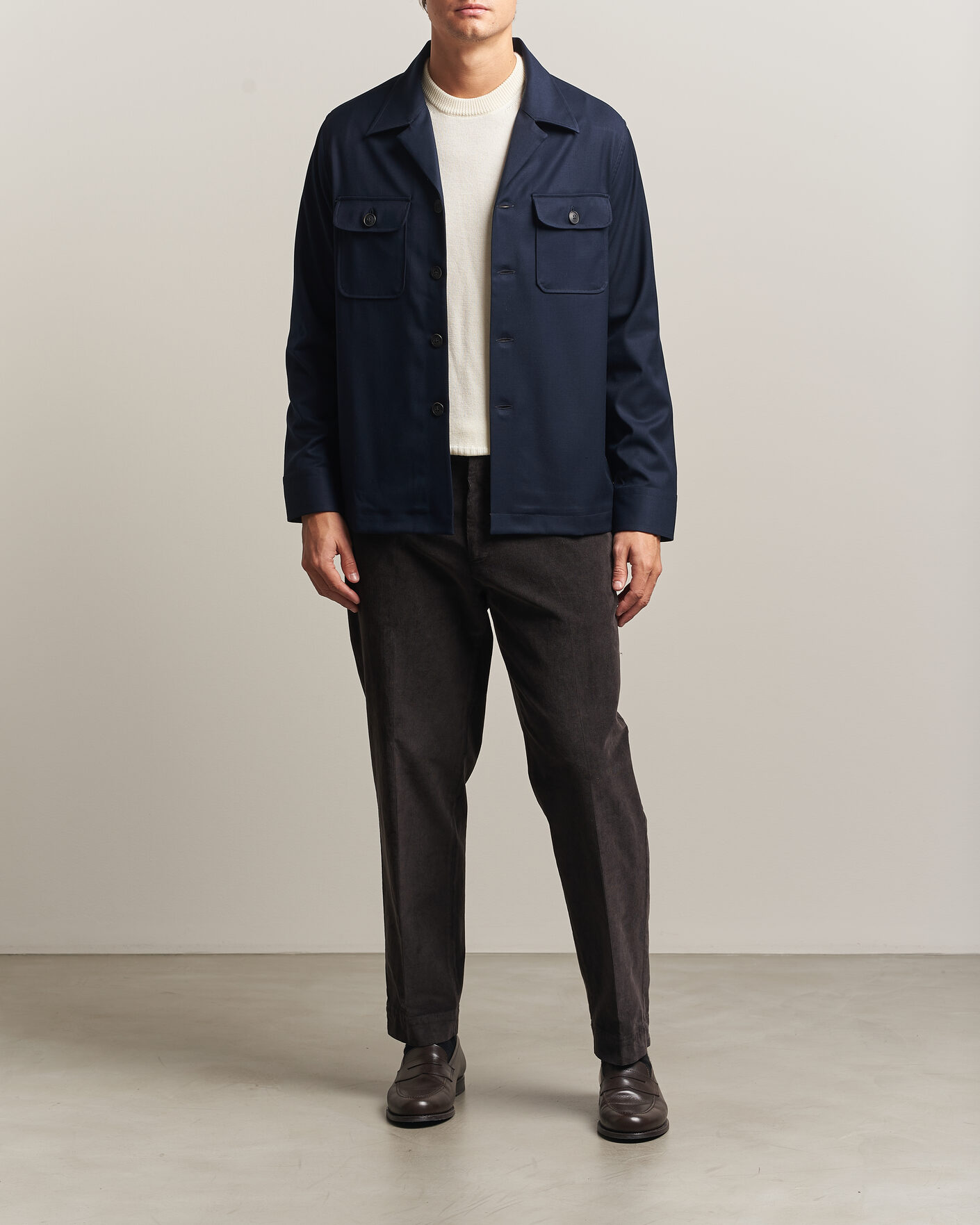 Hombres | Camisas | Grigio | Twill Overshirt Navy