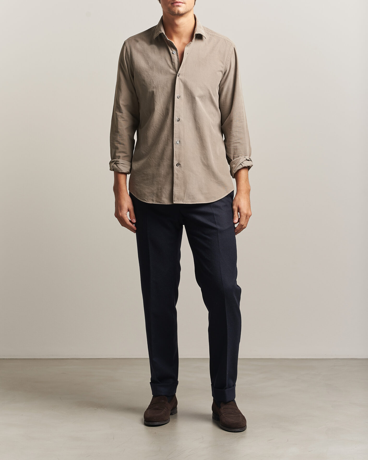 Hombres | Camisas | Grigio | Corduroy Shirt Beige
