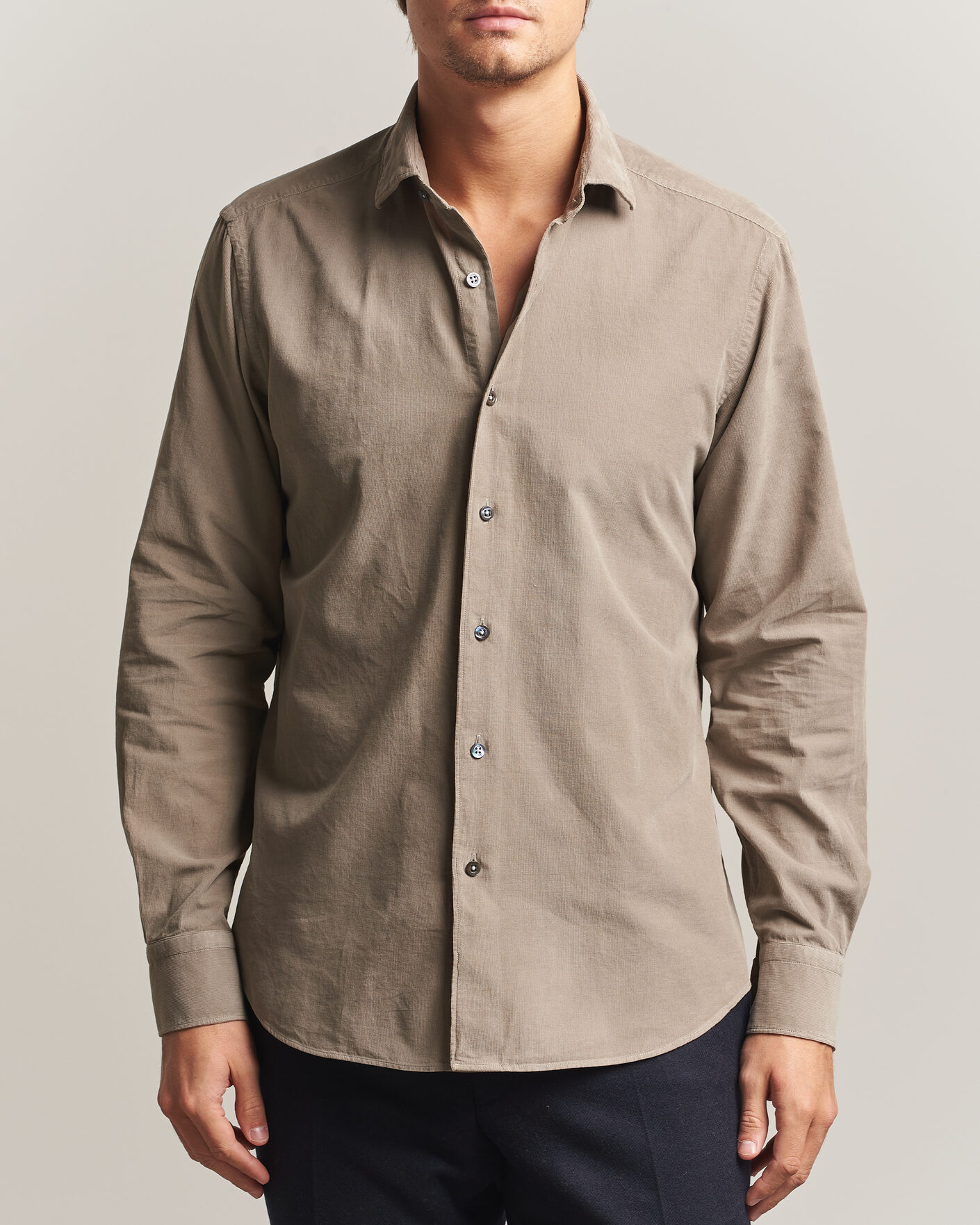Hombres | Camisas | Grigio | Corduroy Shirt Beige