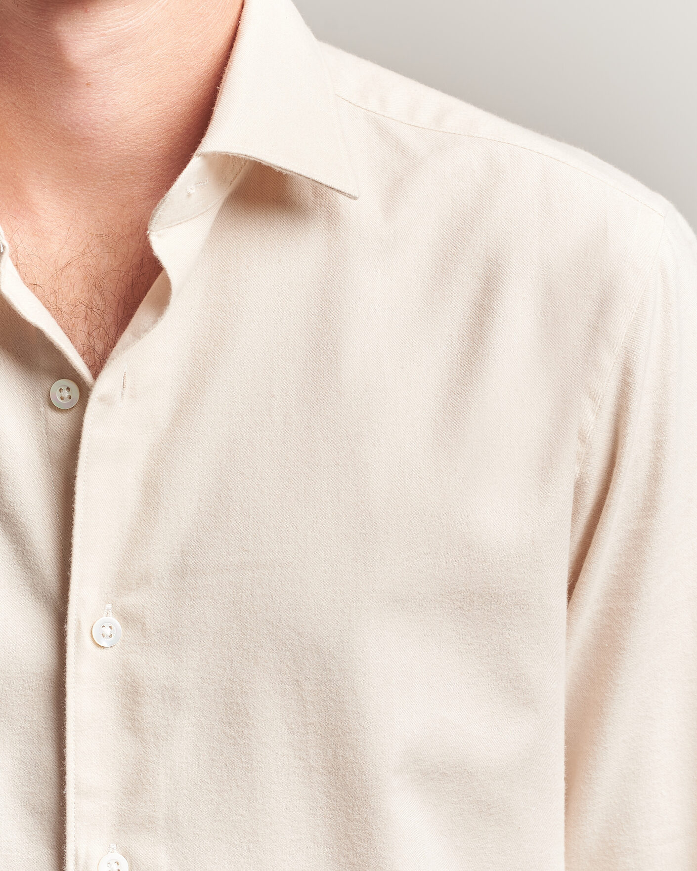 Hombres | Camisas | Grigio | Washed Flannel Shirt Off White