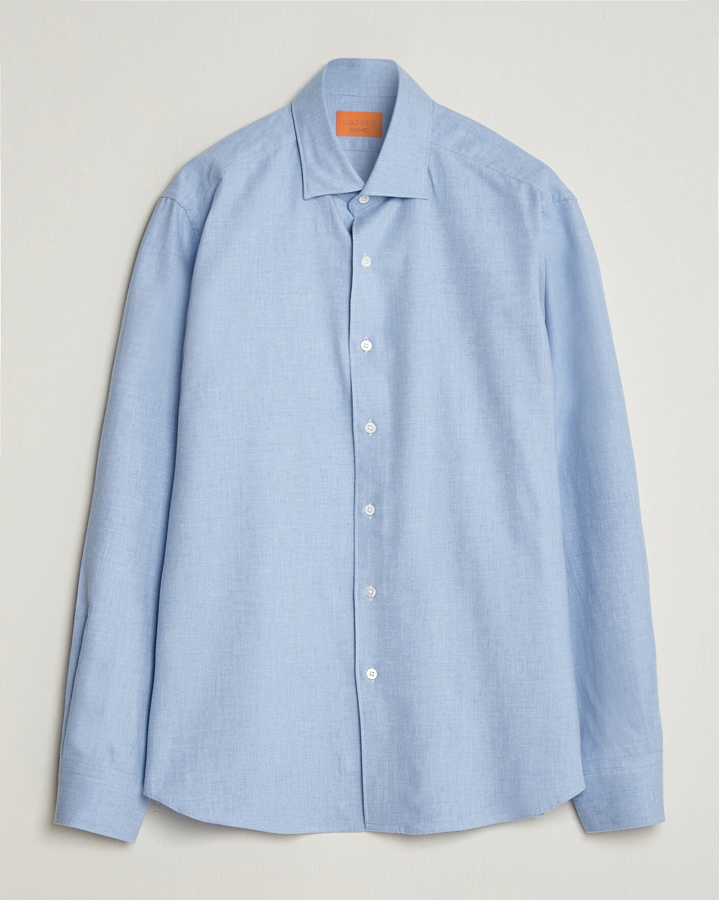 Hombres | Camisas | Grigio | Washed Flannel Shirt Light Blue
