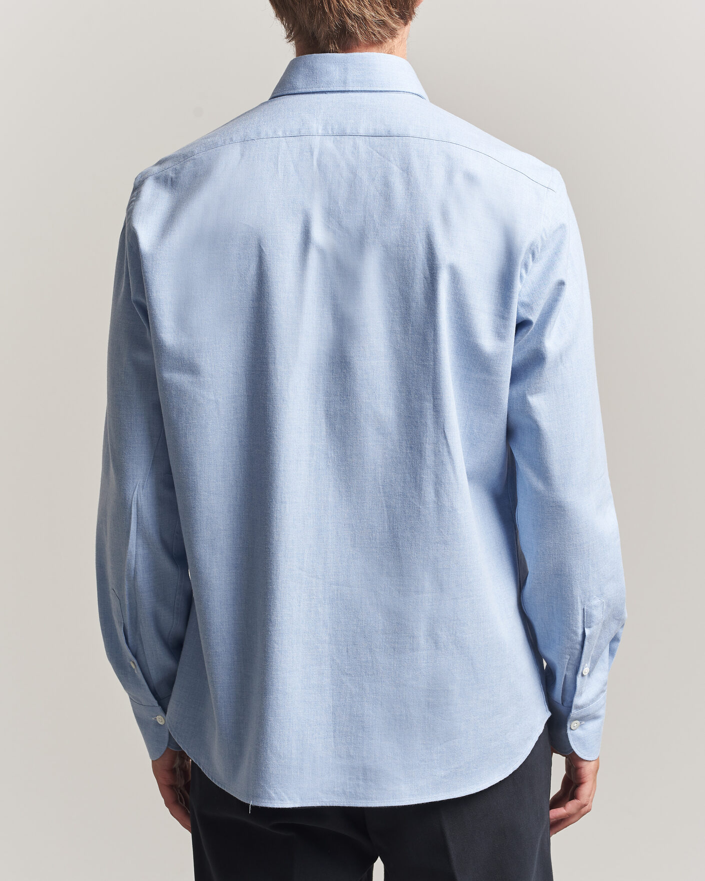 Hombres | Camisas | Grigio | Washed Flannel Shirt Light Blue