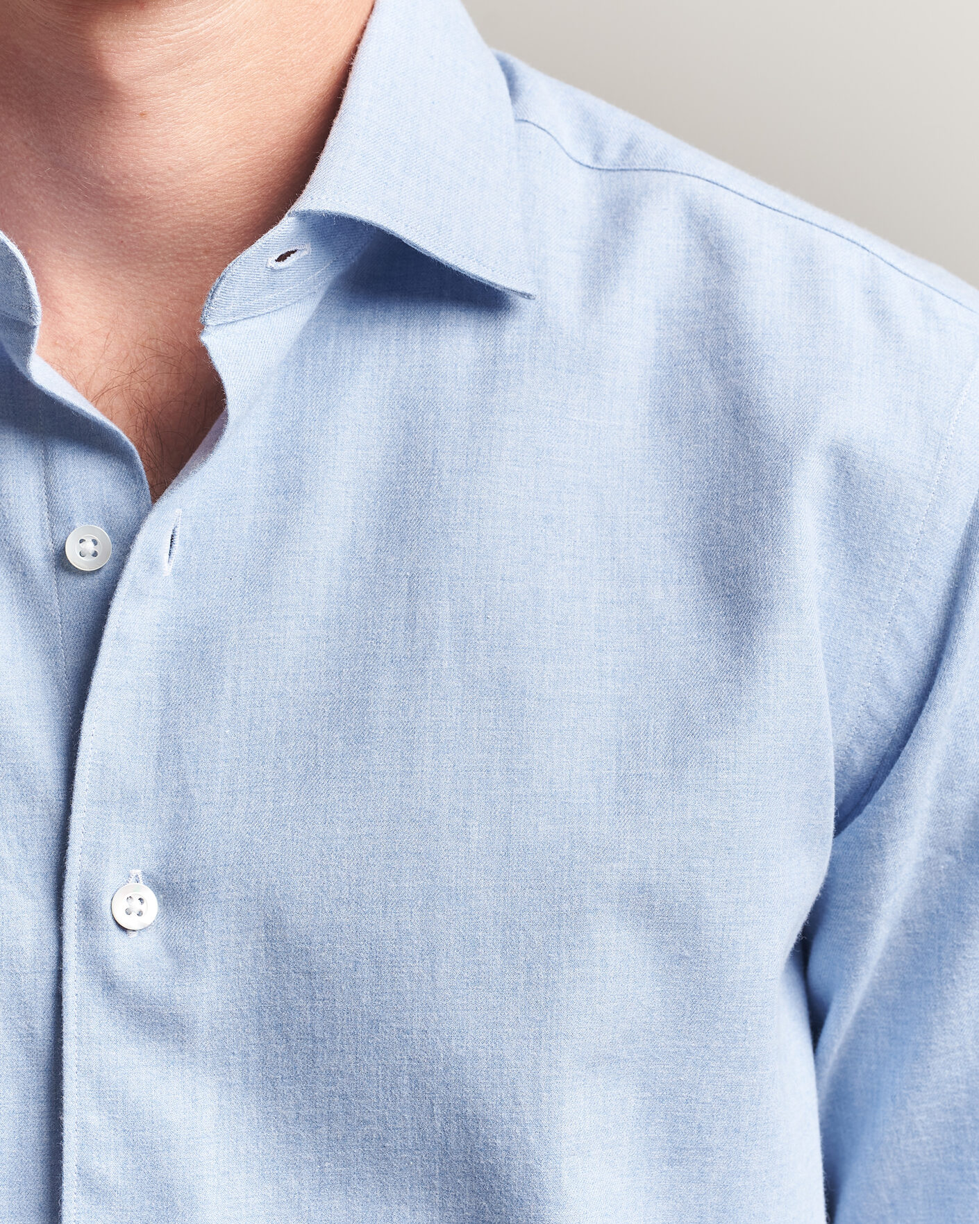 Hombres | Camisas | Grigio | Washed Flannel Shirt Light Blue