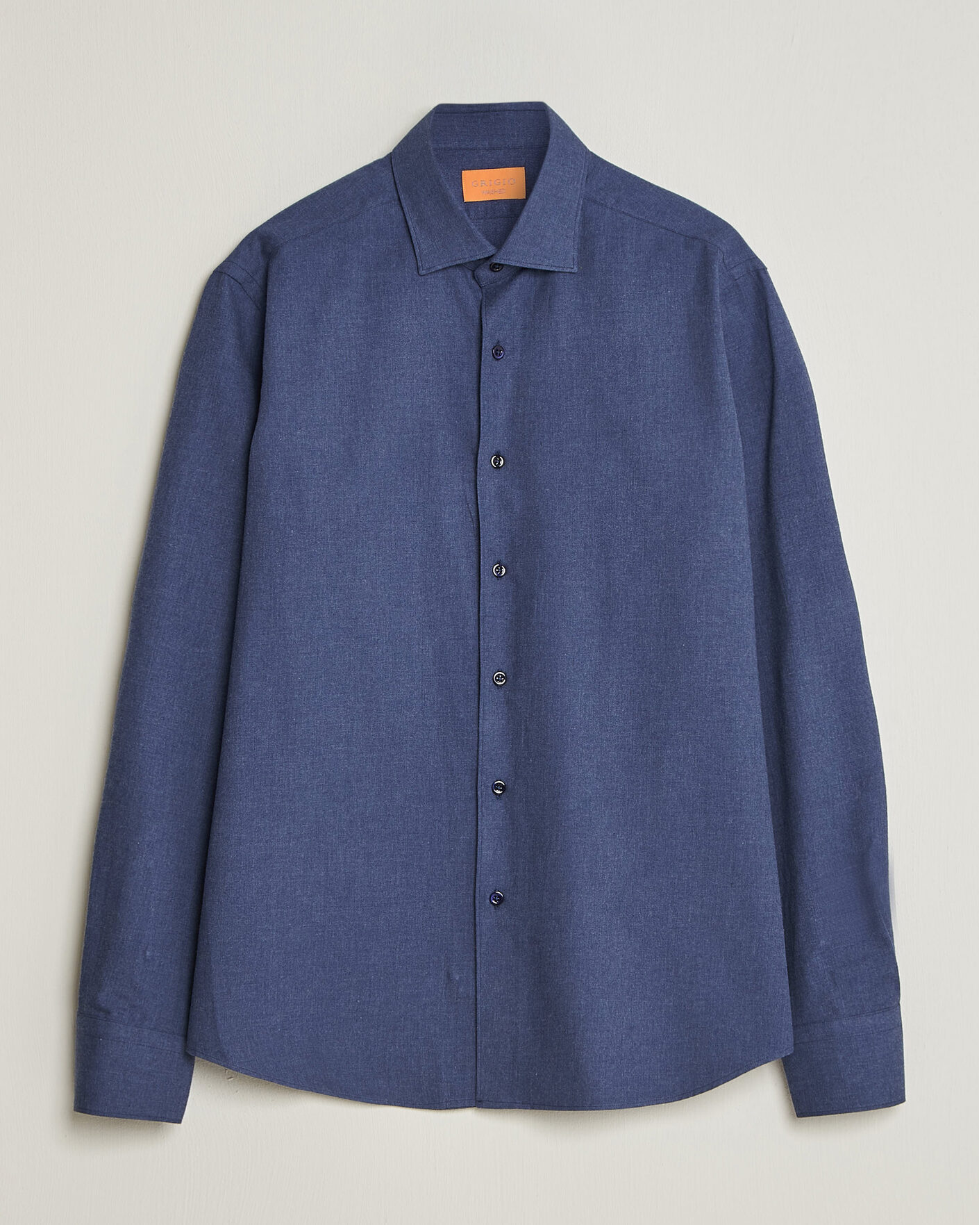 Hombres | Camisas | Grigio | Washed Flannel Shirt Navy