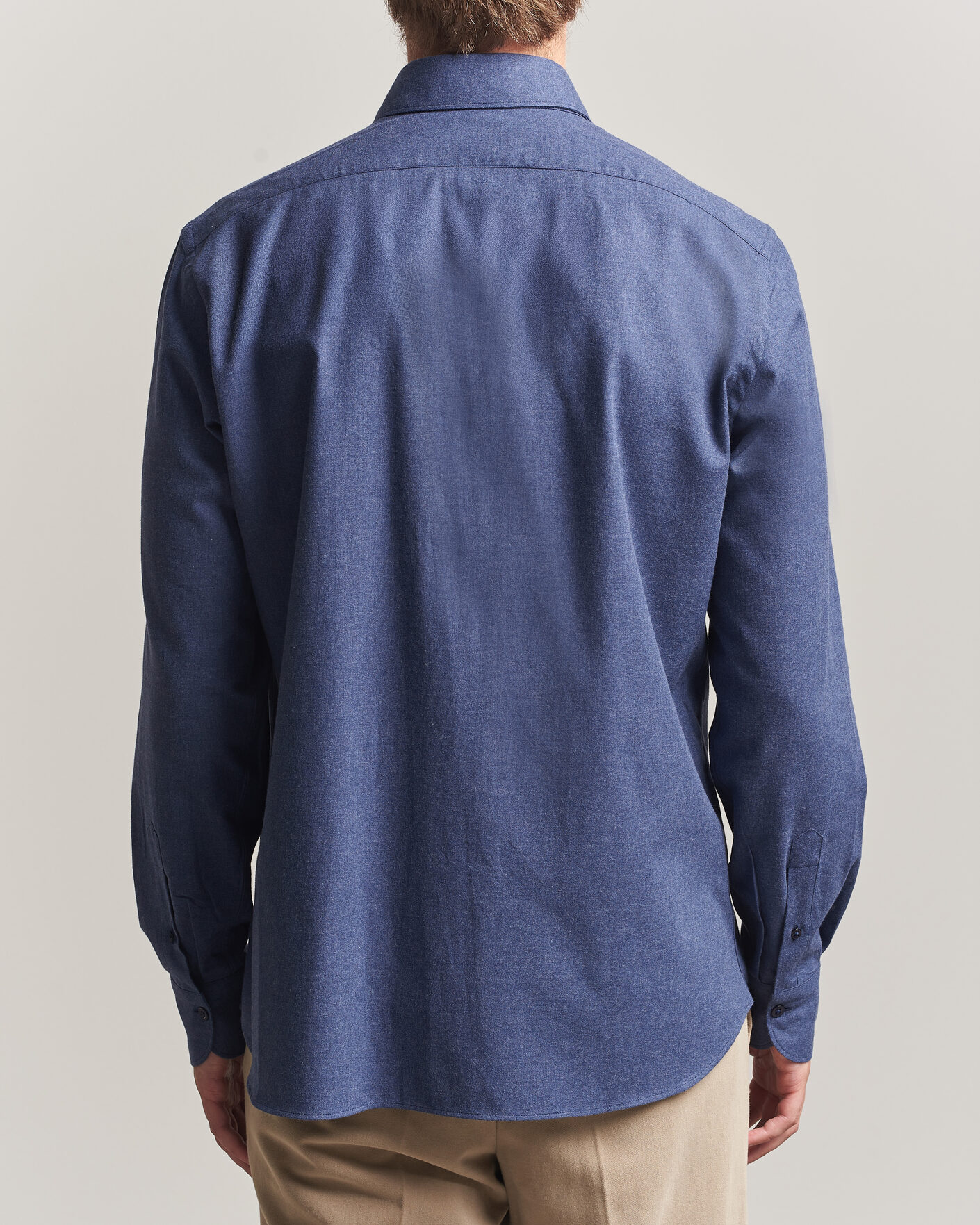 Hombres | Camisas | Grigio | Washed Flannel Shirt Navy