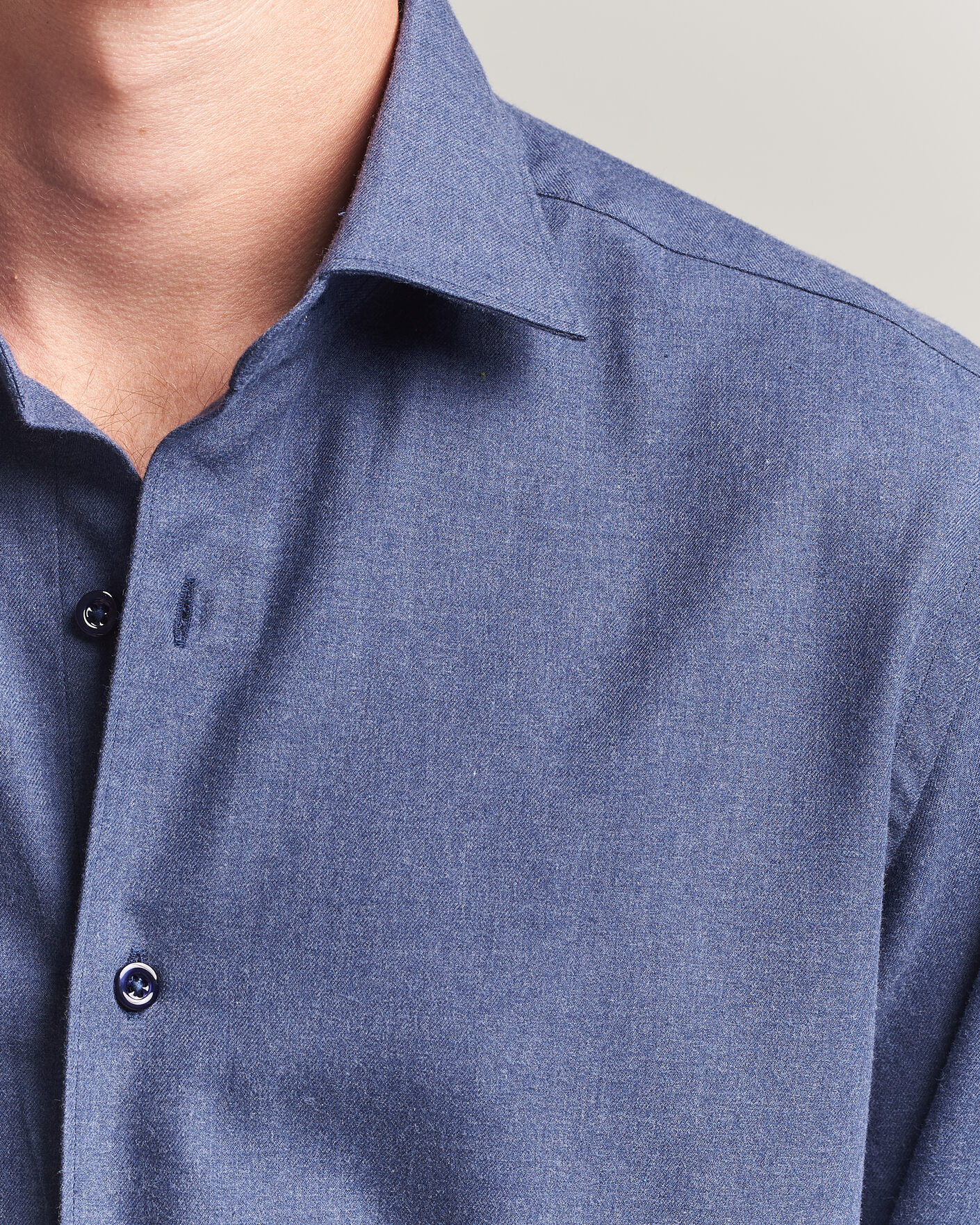 Hombres | Camisas | Grigio | Washed Flannel Shirt Navy