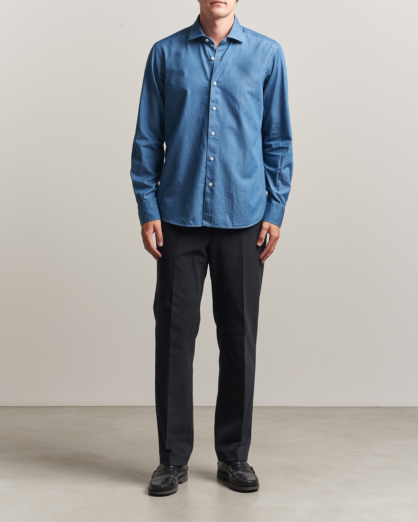 Hombres | Camisas | Grigio | Denim Shirt Light Blue