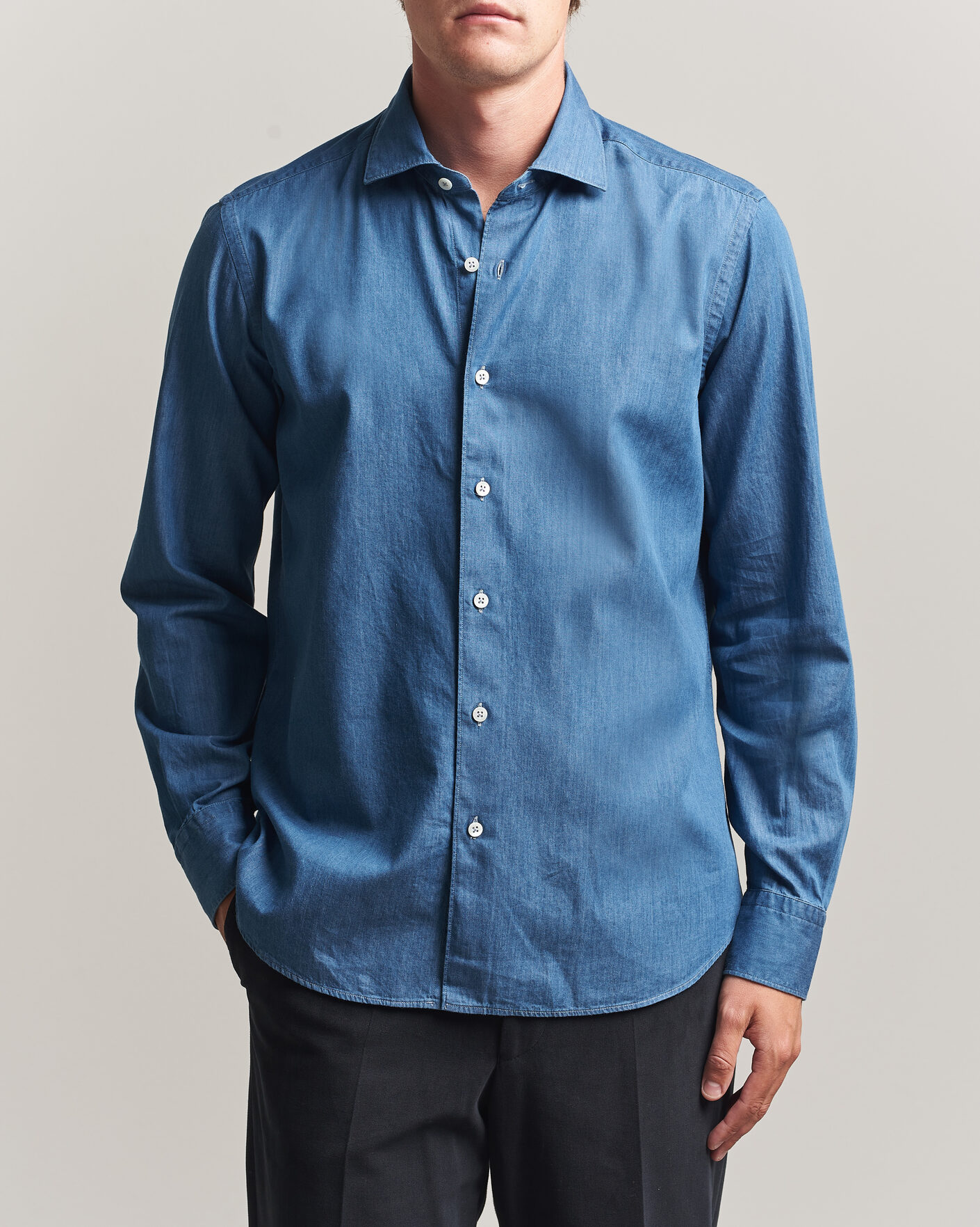 Hombres | Camisas | Grigio | Denim Shirt Light Blue