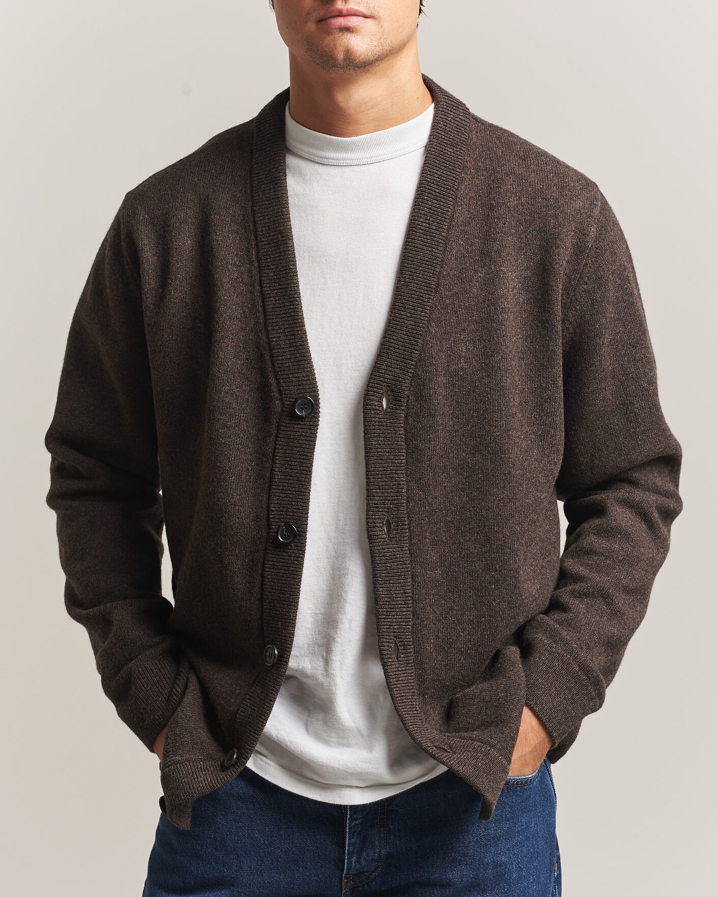 Hombres | Jerséis y prendas de punto | PS Paul Smith | Wool Knitted Cardigan Brown