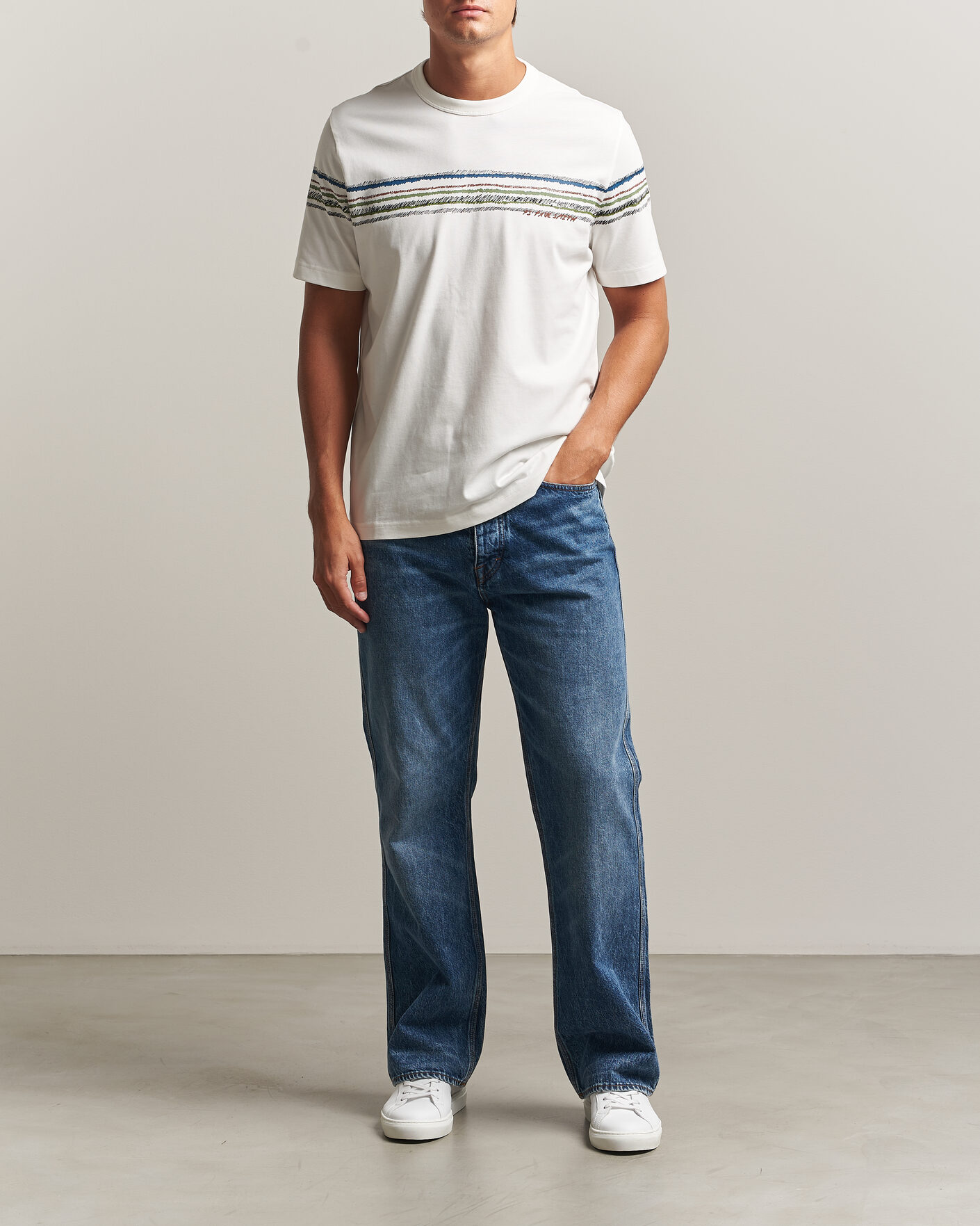 Hombres | Camisetas | PS Paul Smith | Stripes Crew Neck T-Shirt White