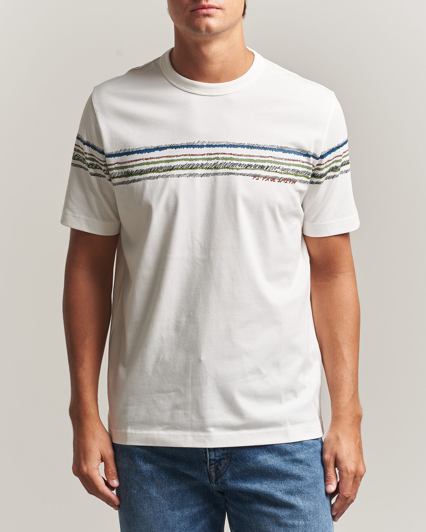 Hombres | Camisetas | PS Paul Smith | Stripes Crew Neck T-Shirt White