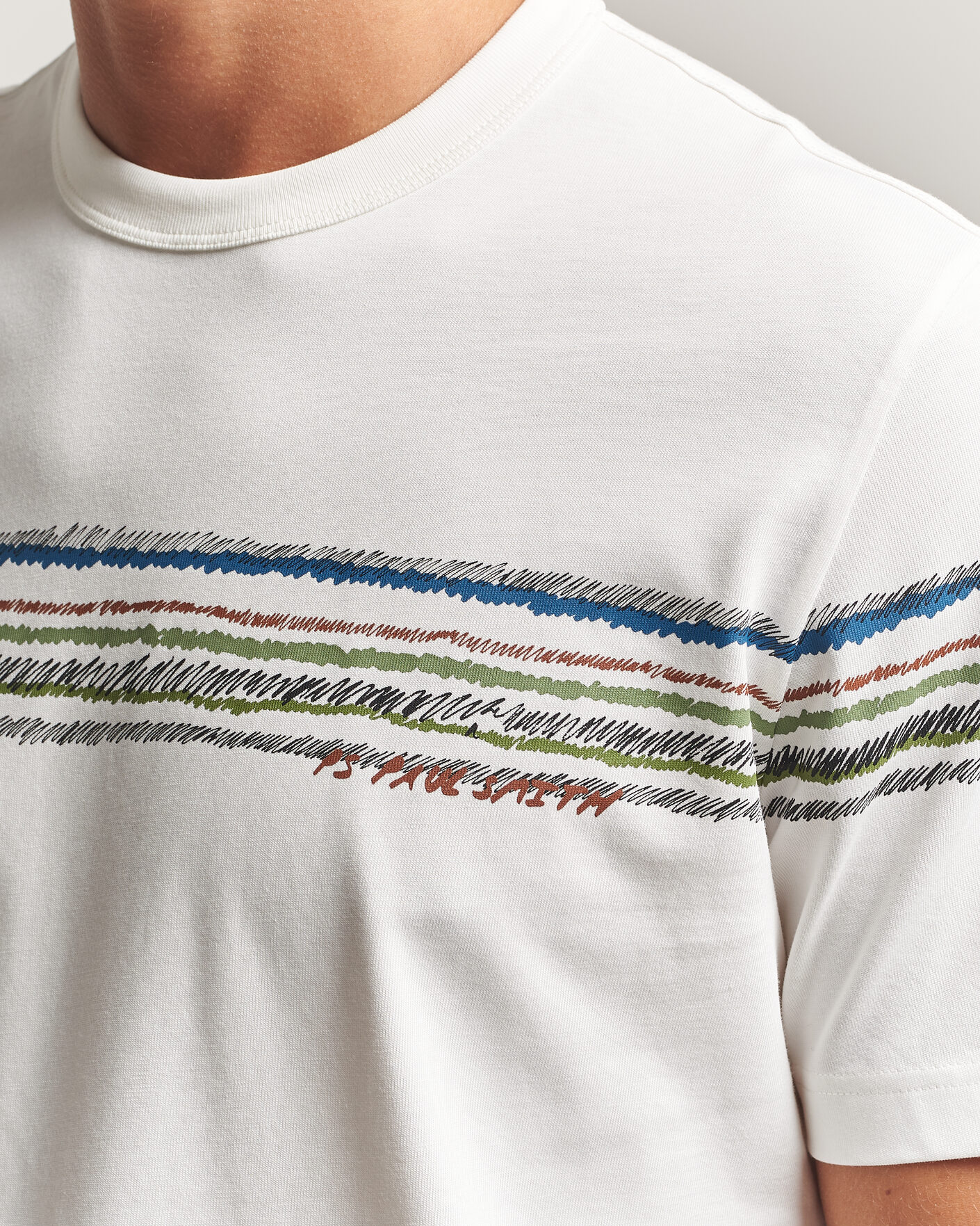 Hombres | Camisetas | PS Paul Smith | Stripes Crew Neck T-Shirt White