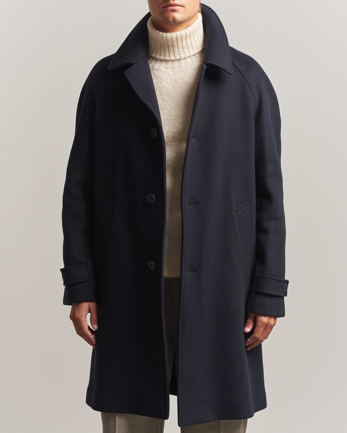 Hombres | Abrigos y chaquetas | Herno | Raglan Wool Coat Navy