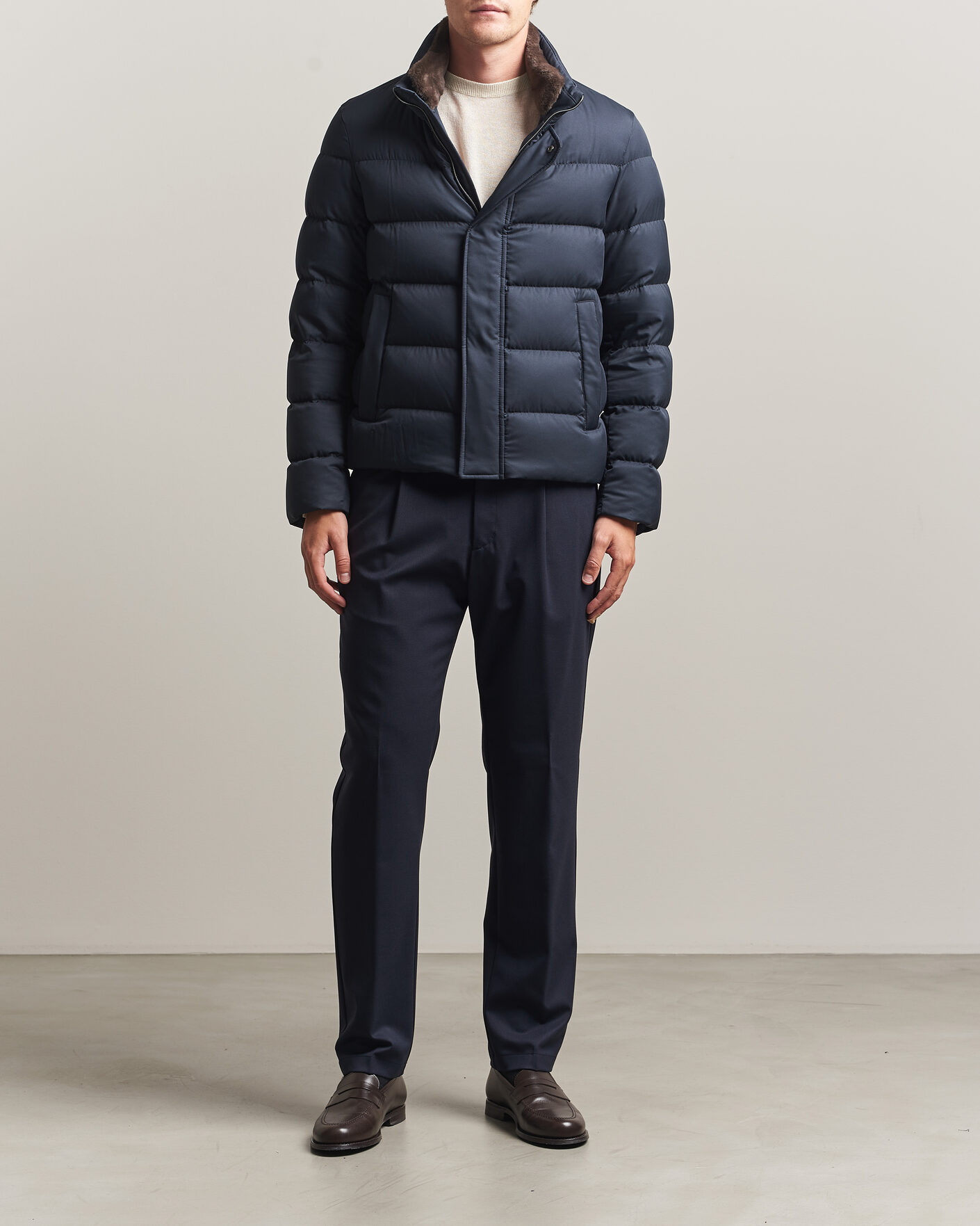 Hombres | Abrigos y chaquetas | Herno | Faux Fur Down Jacket Navy