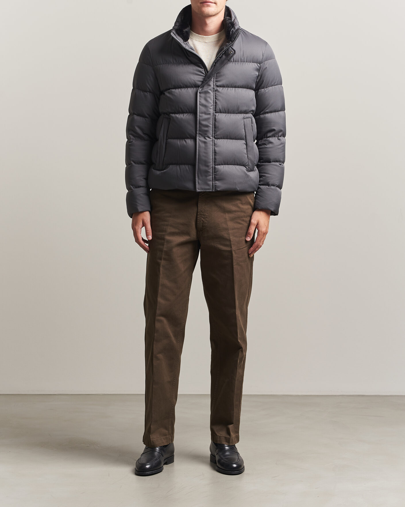 Hombres | Abrigos y chaquetas | Herno | Faux Fur Down Jacket Dark Grey