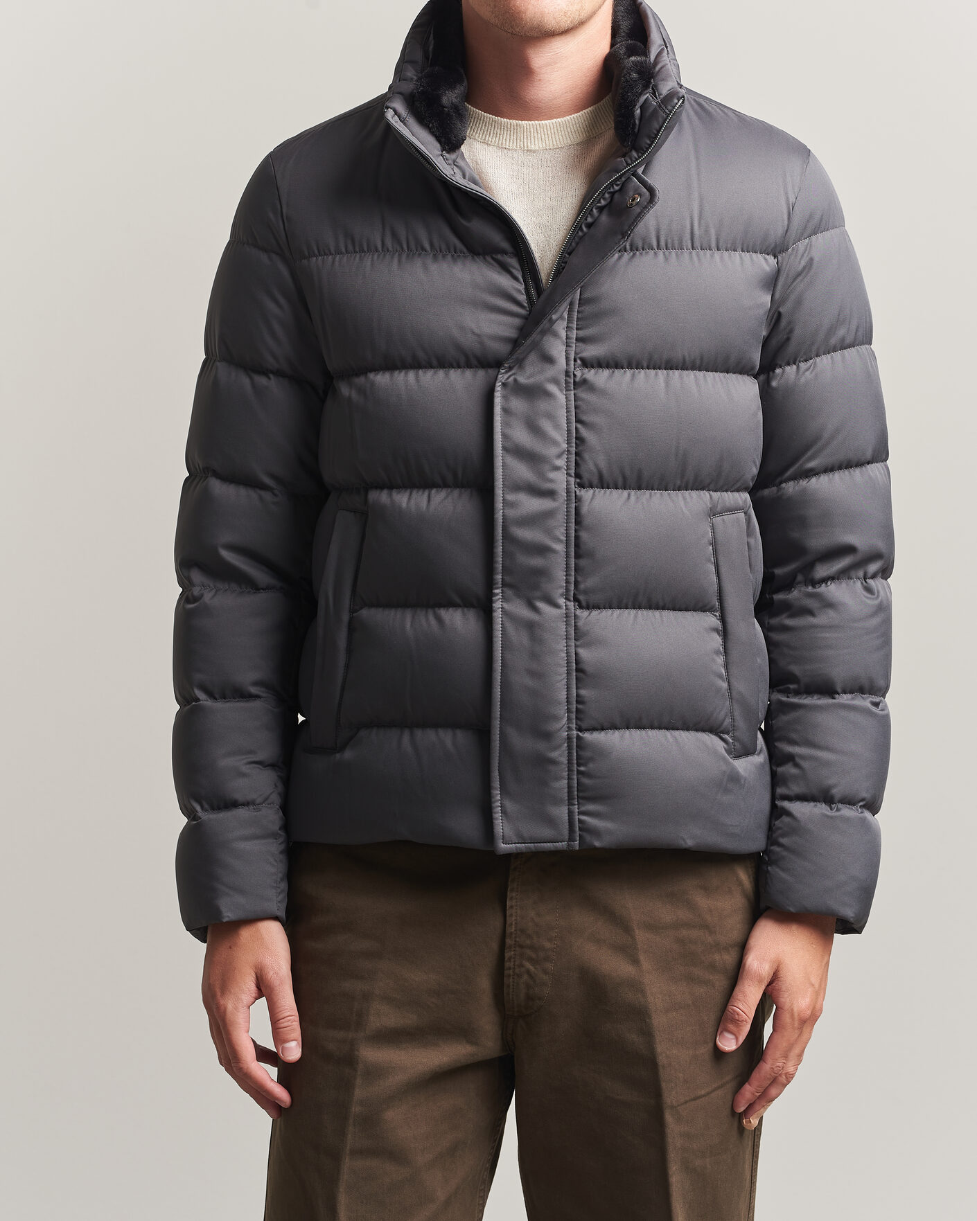 Hombres | Abrigos y chaquetas | Herno | Faux Fur Down Jacket Dark Grey