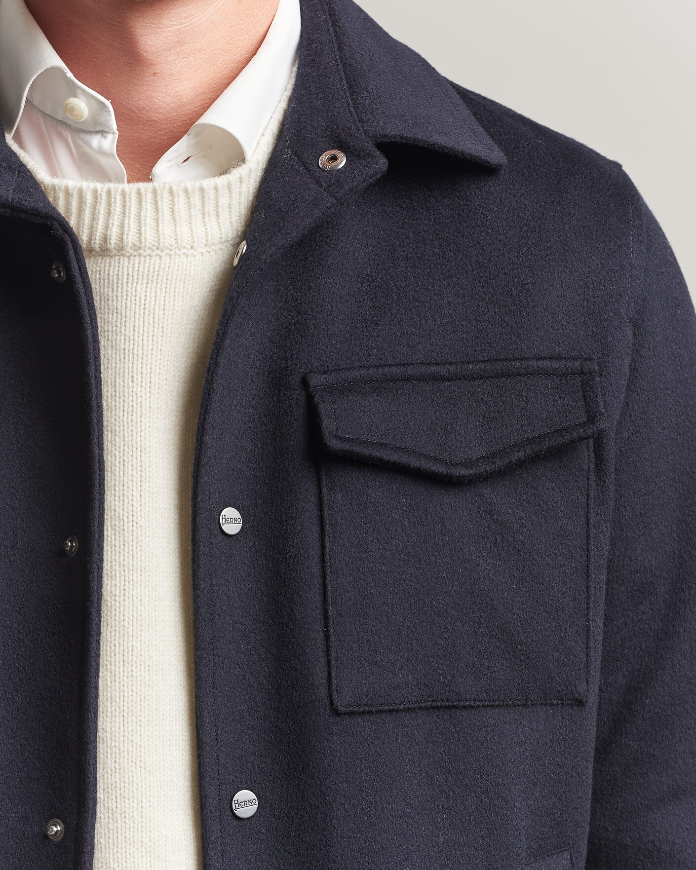 Hombres | Abrigos y chaquetas | Herno | Cashmere Overshirt Navy