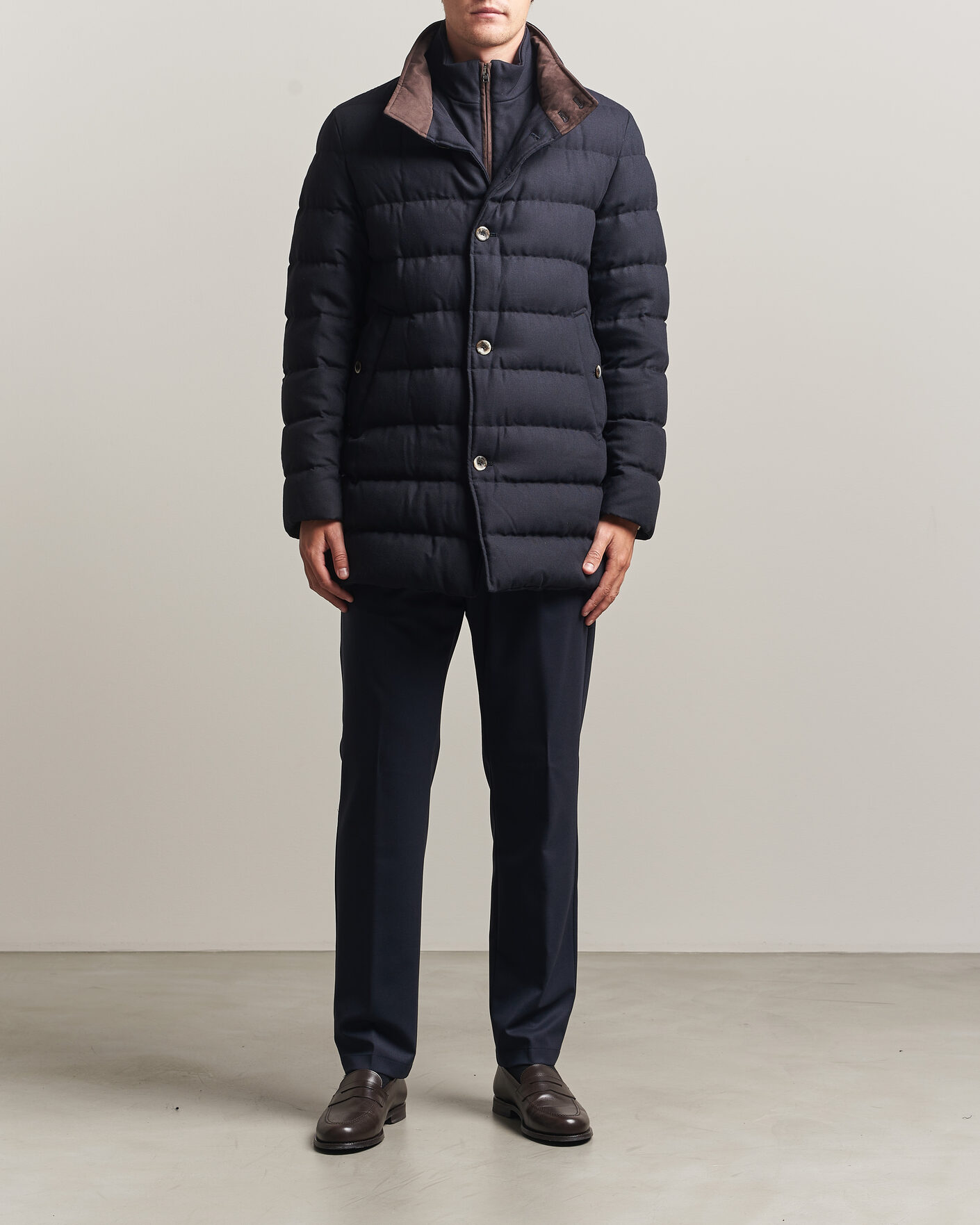 Hombres | Abrigos y chaquetas | Herno | Flannel Down Coat Navy
