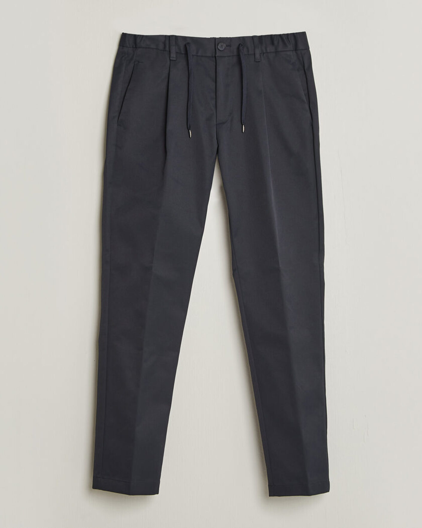 Hombres | Pantalones | Herno | Pleated Technical Cotton Trousers Navy