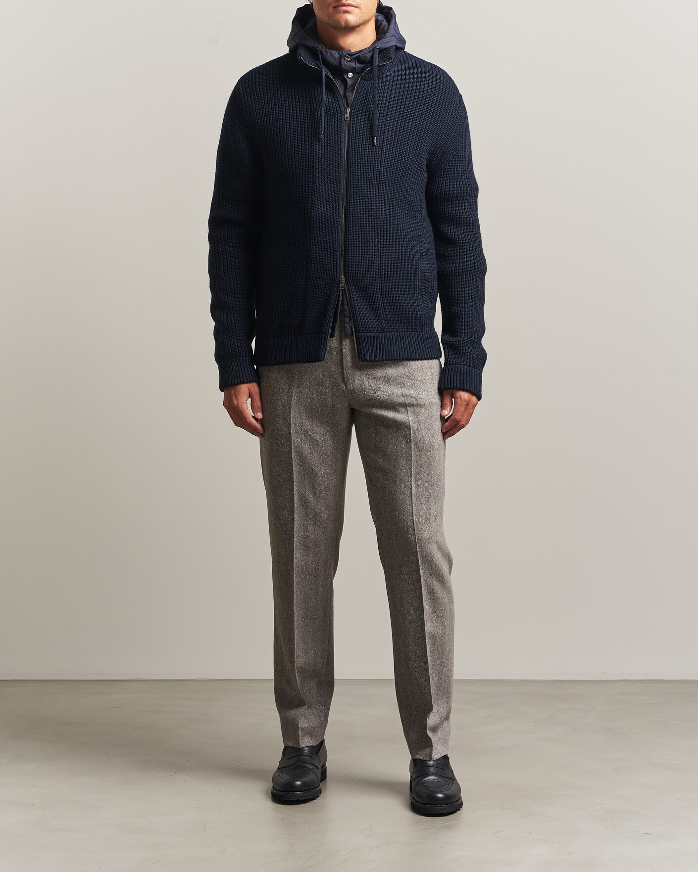 Hombres | Jerséis y prendas de punto | Herno | Full Zip Knit Cardigan Navy