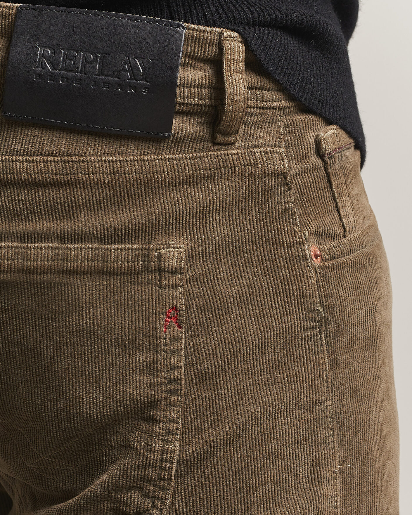 Hombres | Pantalones | Replay | Grover Corduroy 5-Pocket Pants Mud Green