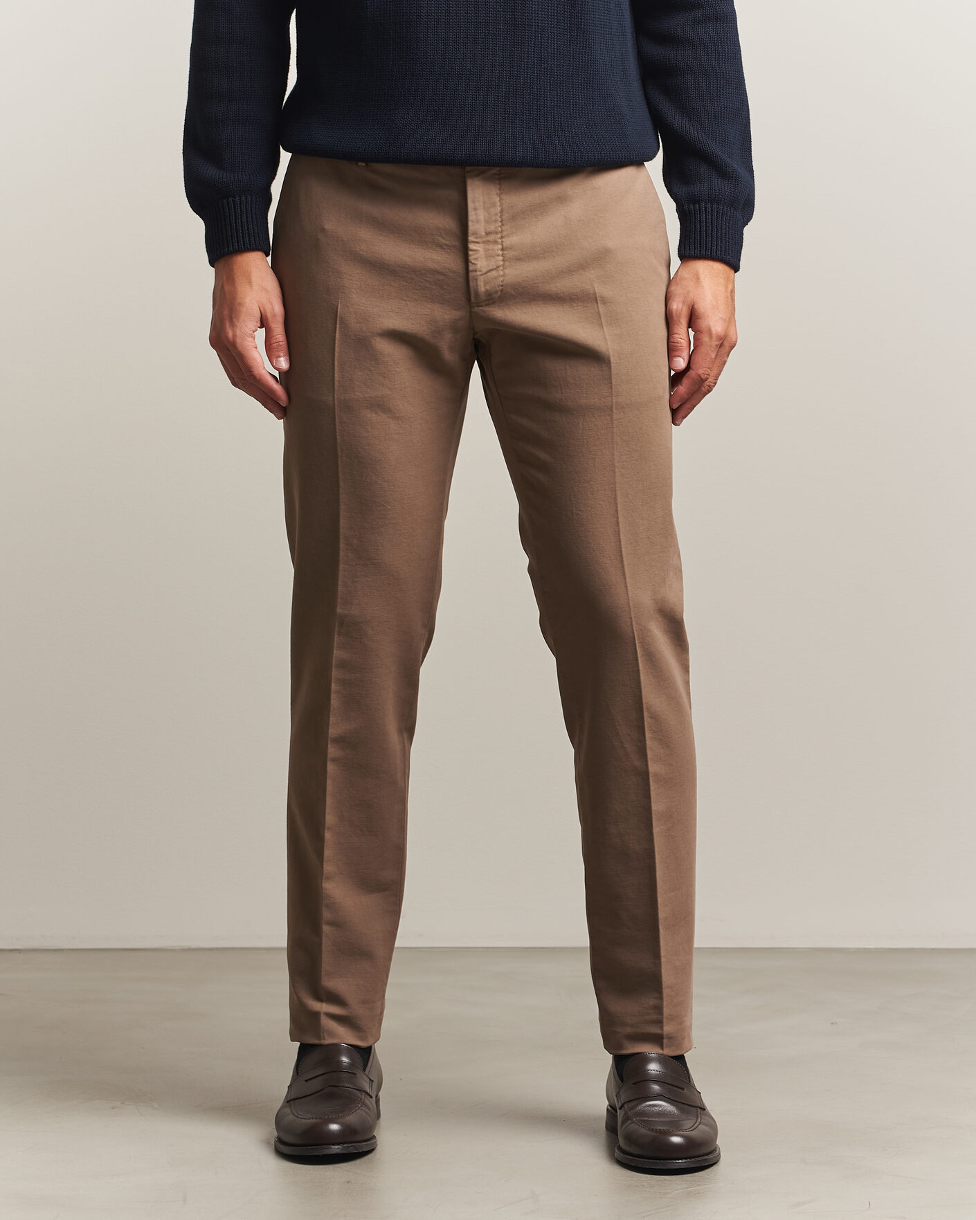 Hombres | Pantalones | Incotex | Slim Fit Soft Cotton Stretch Chinos Taupe