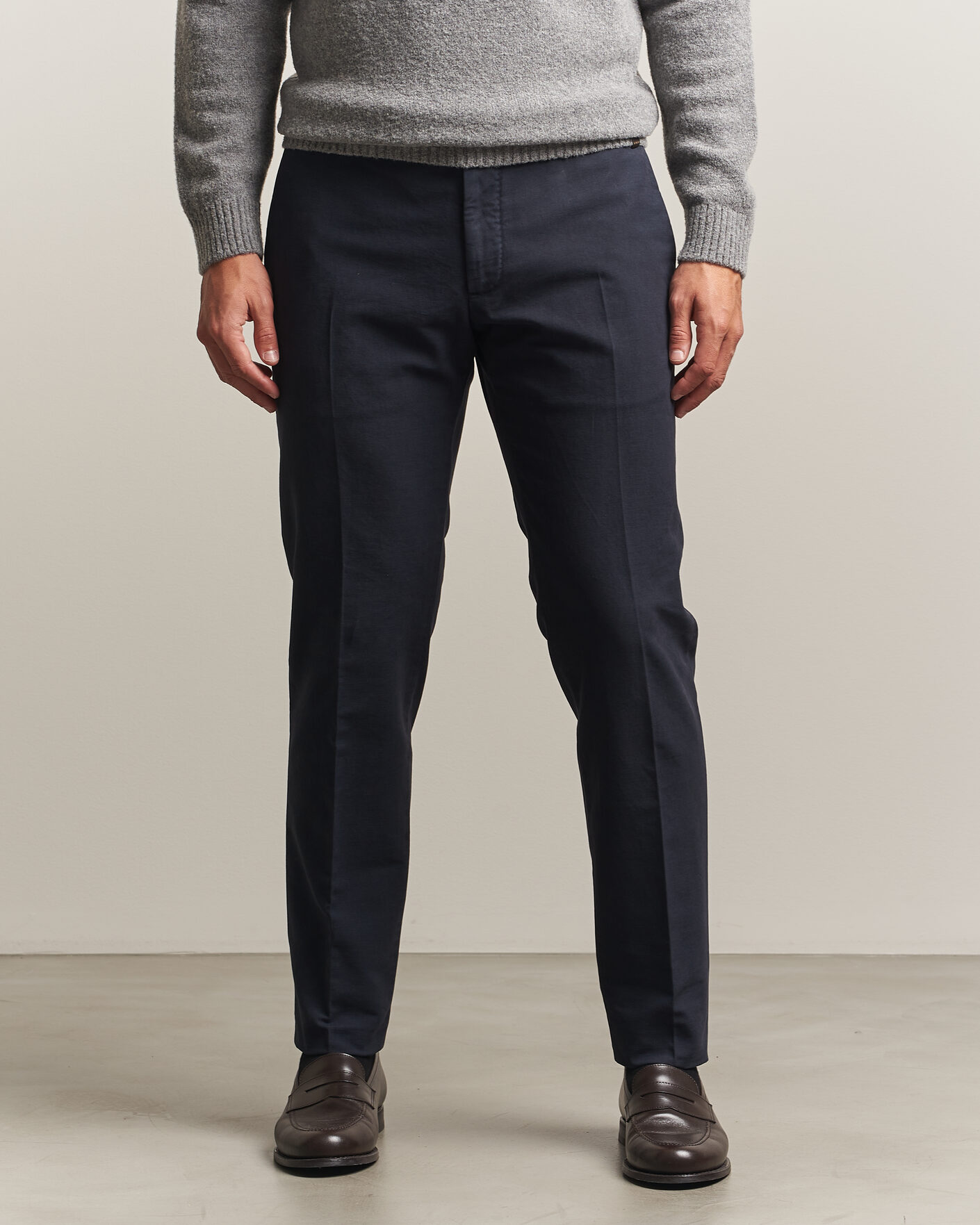 Hombres | Pantalones | Incotex | Slim Fit Soft Cotton Stretch Chinos Navy