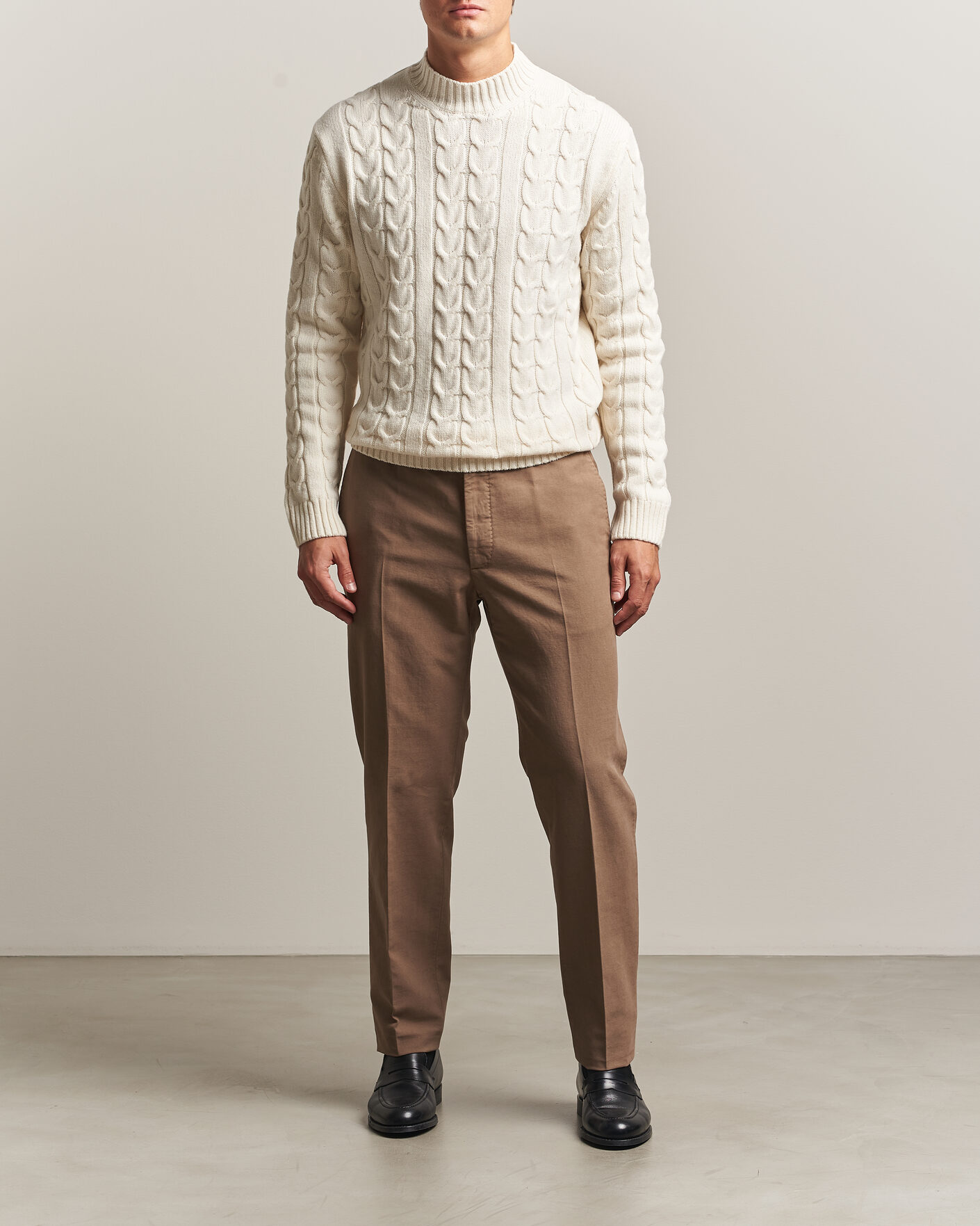 Hombres | Pantalones | Incotex | Regular Fit Soft Cotton Stretch Chinos Taupe