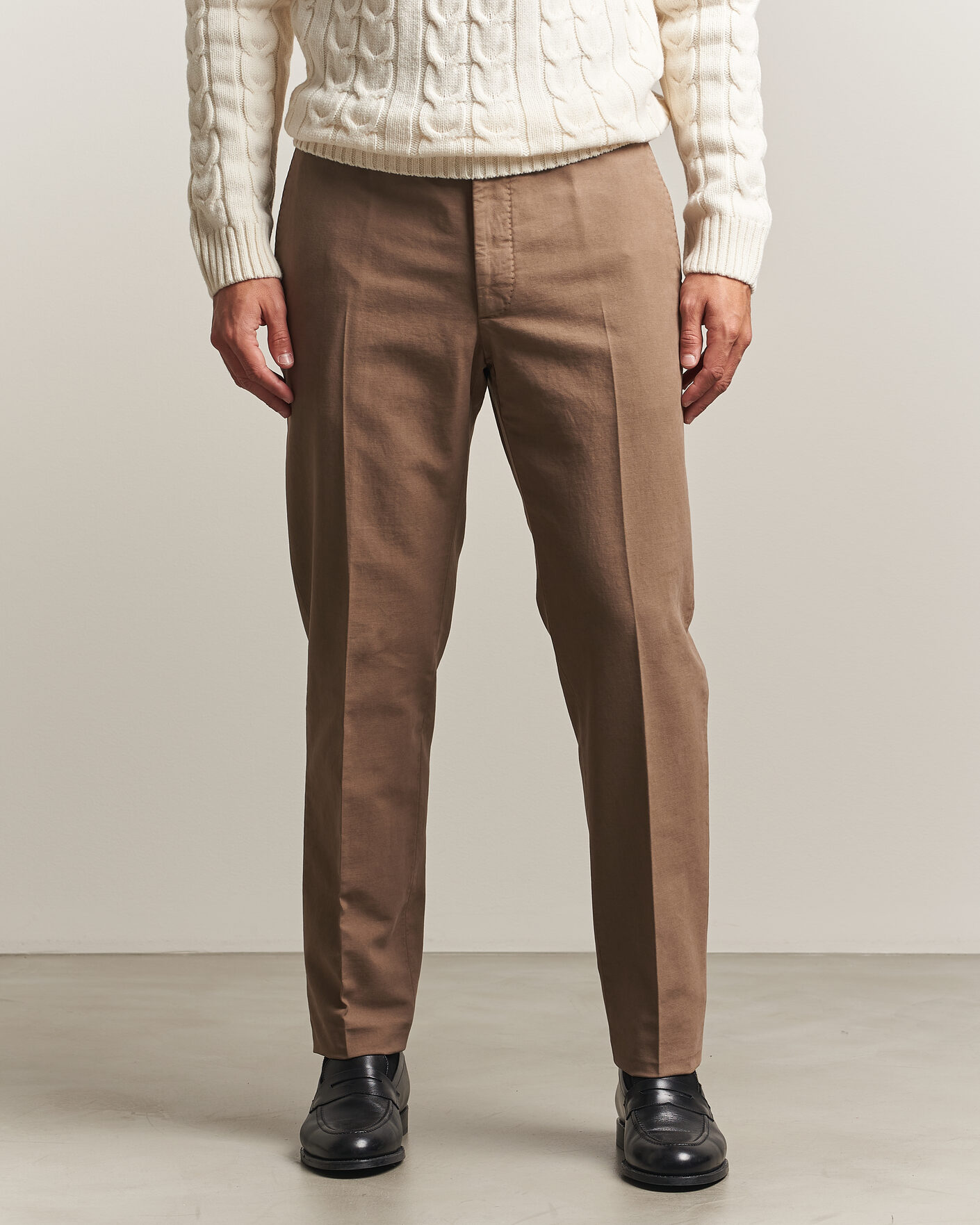 Hombres | Pantalones | Incotex | Regular Fit Soft Cotton Stretch Chinos Taupe