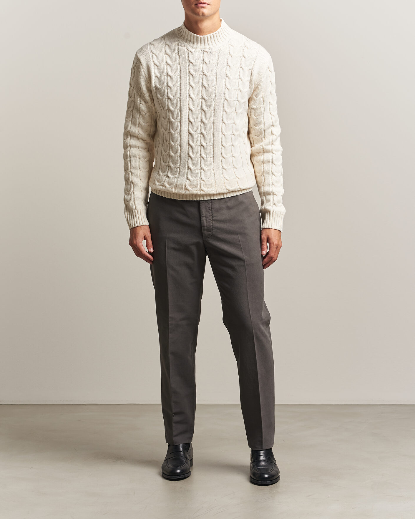 Hombres | Pantalones | Incotex | Regular Fit Soft Cotton Stretch Chinos Dark Grey