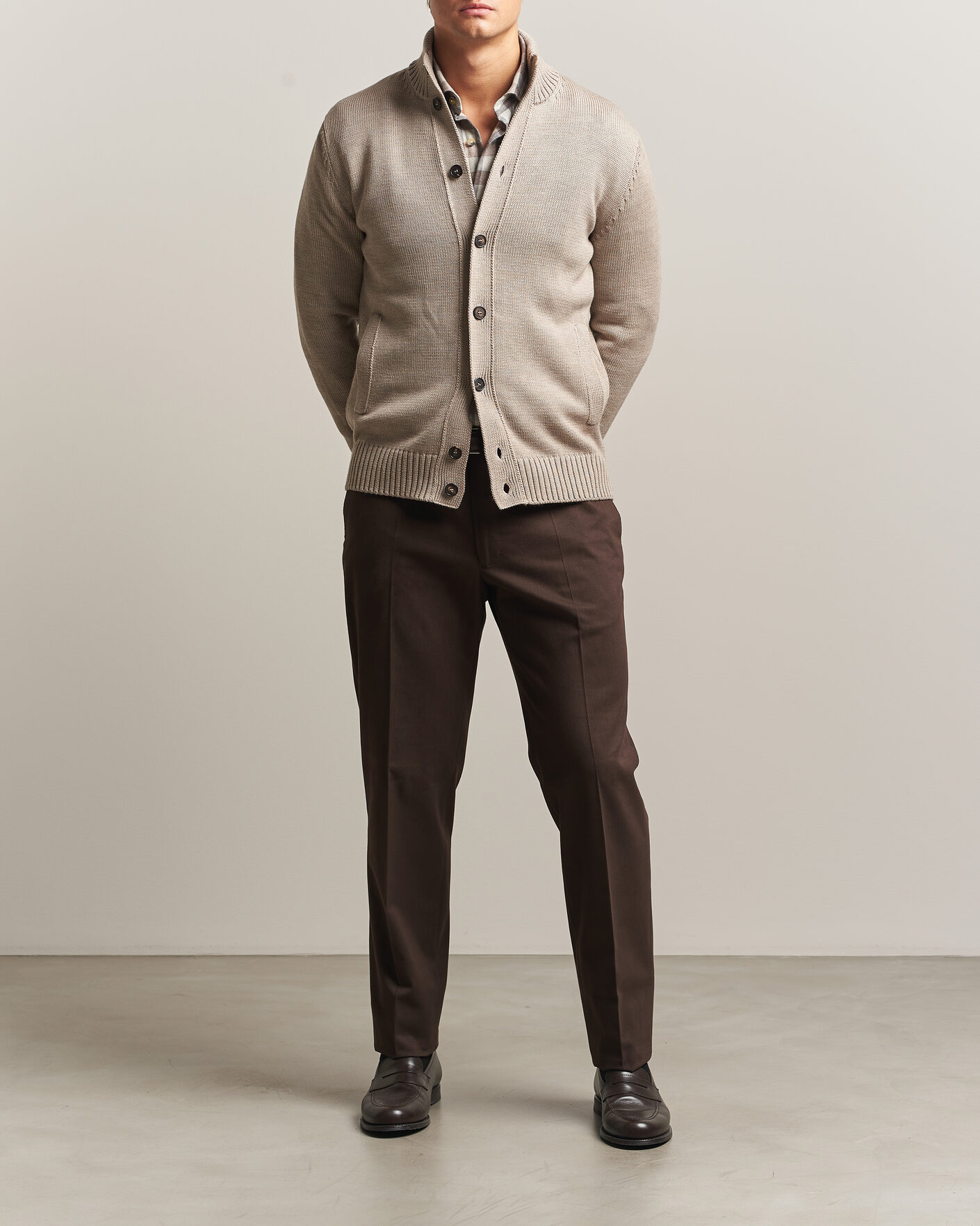 Hombres | Pantalones | Incotex | Regular Fit Cotton/Cashmere Trousers Military