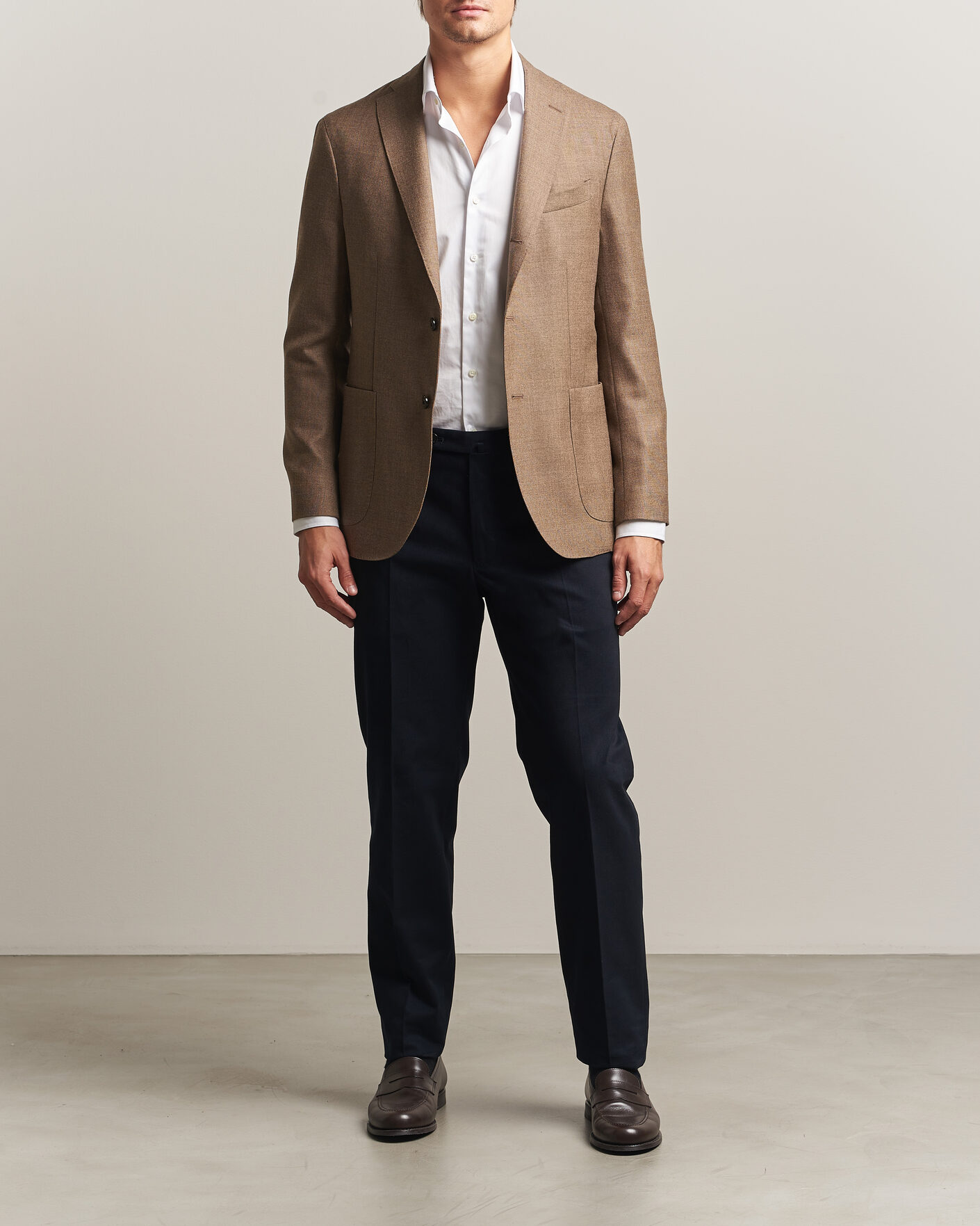 Hombres | Pantalones | Incotex | Regular Fit Cotton/Cashmere Trousers Navy