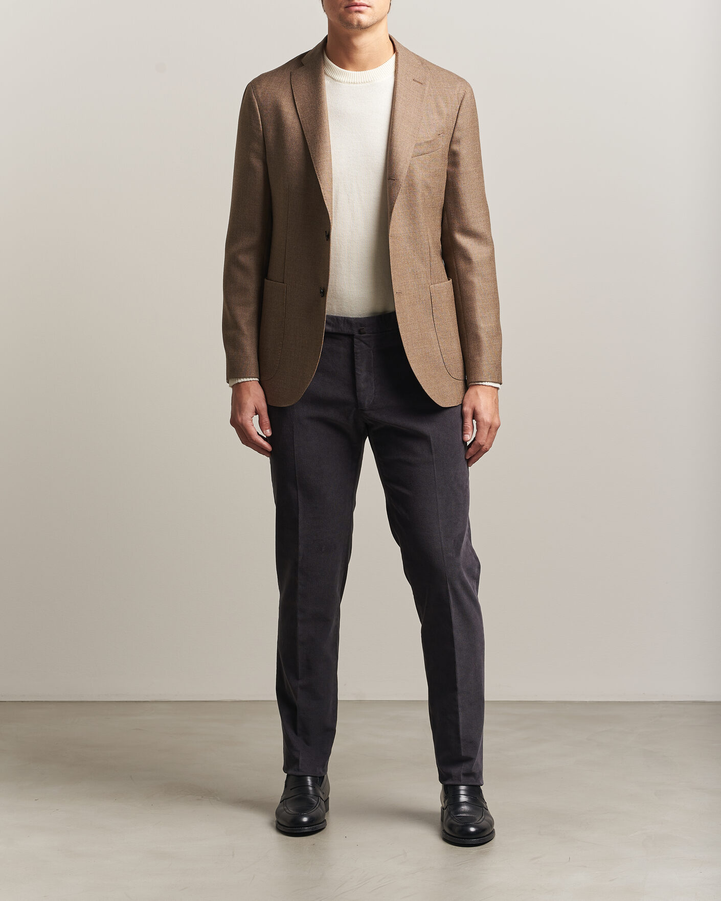Hombres | Pantalones | Incotex | Slim Fit Baby Corduroy Trousers Dark Grey