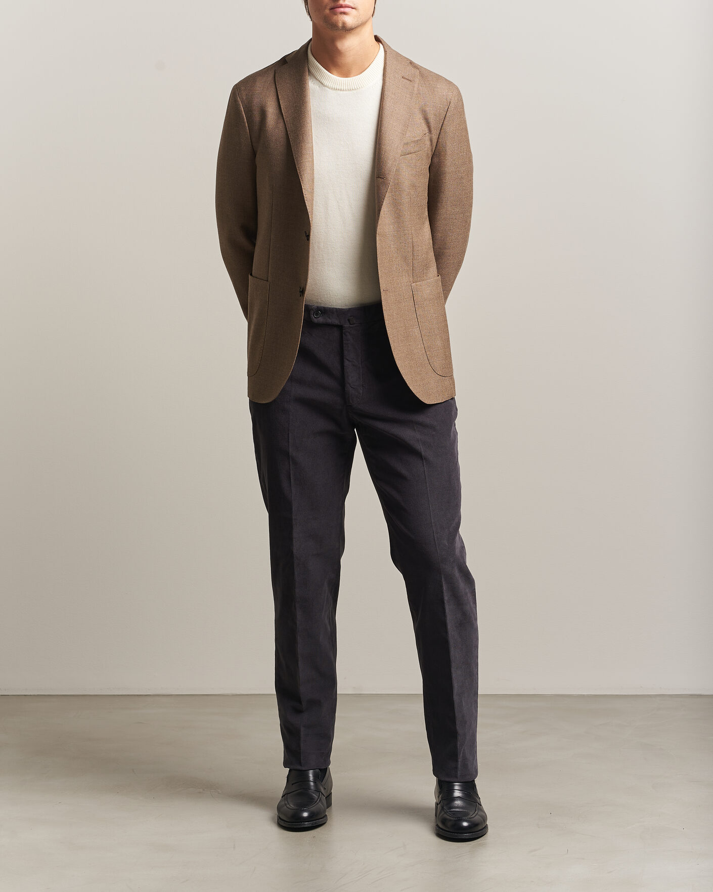 Hombres | Pantalones | Incotex | Regular Fit Baby Corduroy Trousers Dark Grey