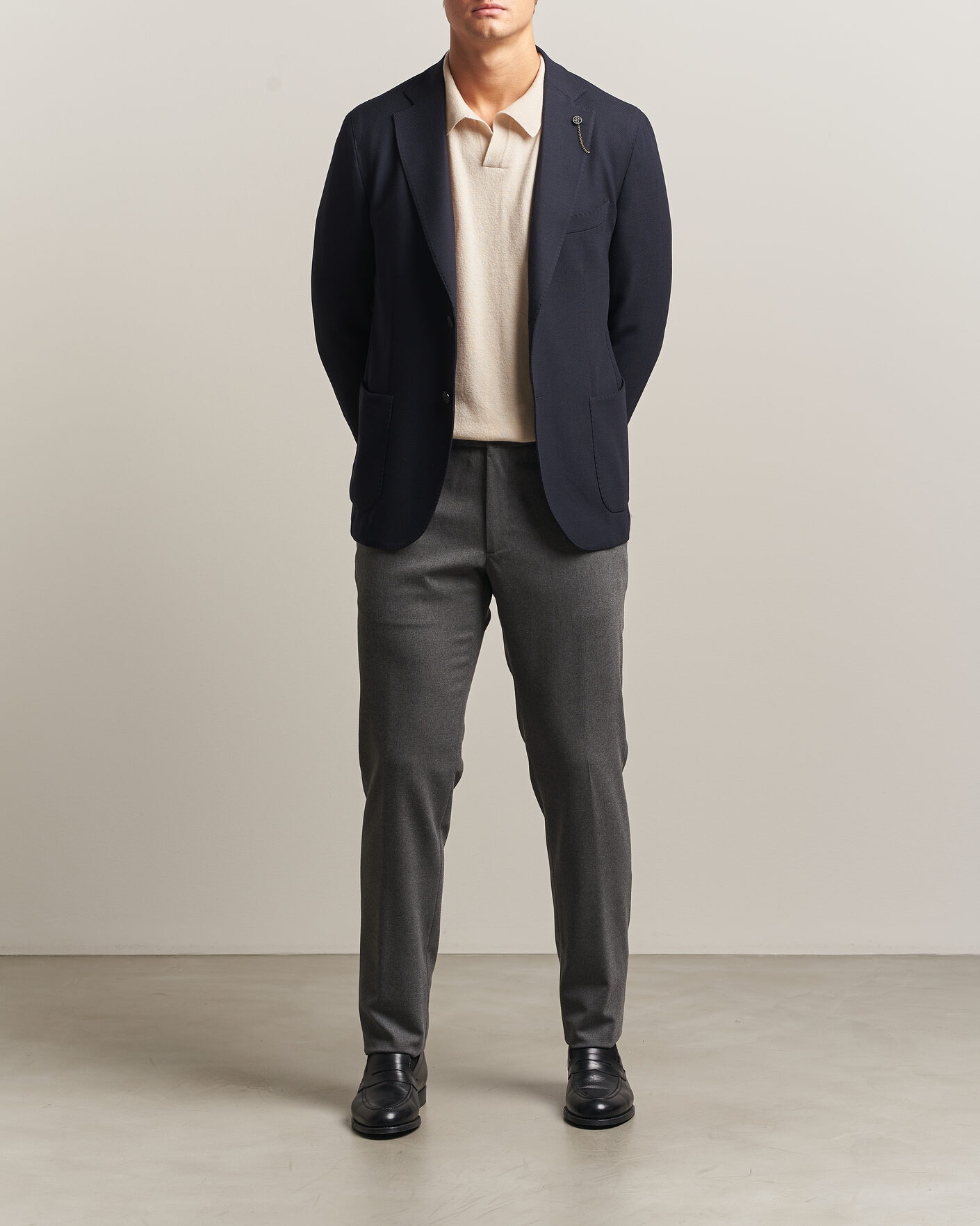Hombres | Pantalones | Incotex | Slim Fit Washable Flannel Trousers Grey Melange