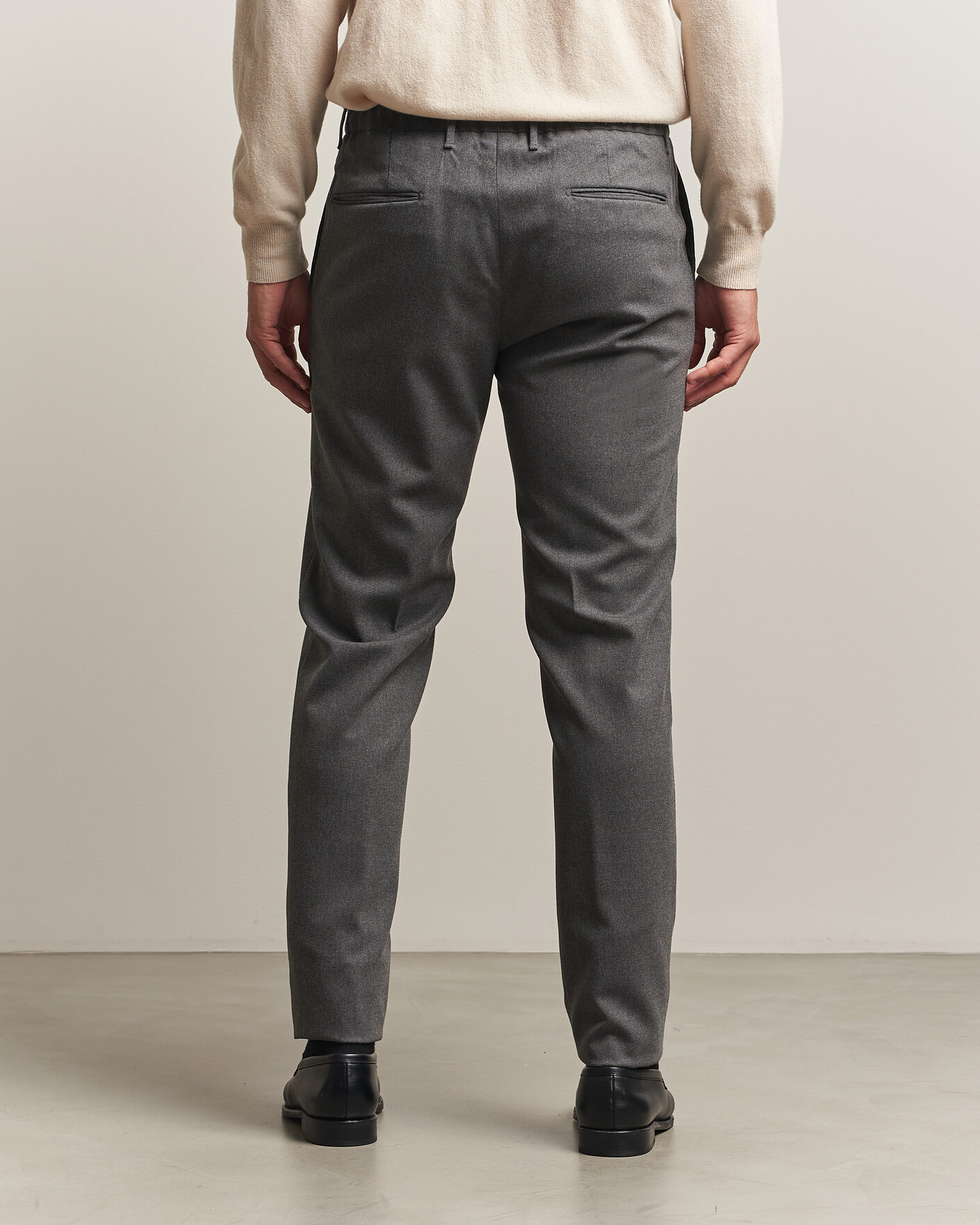 Hombres | Pantalones | Incotex | Slim Fit Washable Flannel Trousers Grey Melange