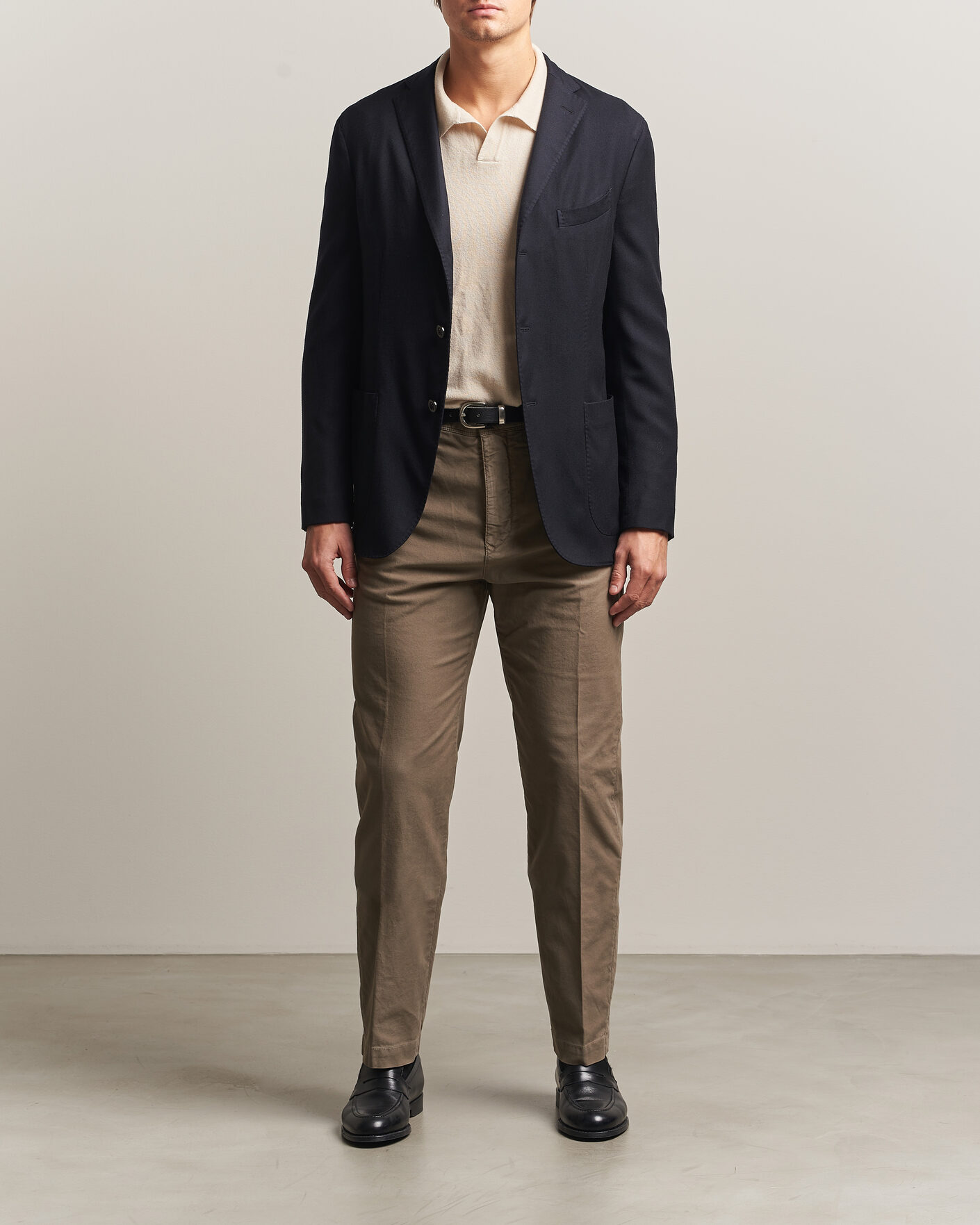 Hombres | Pantalones | Incotex | Regular Fit Garment Dyed Slacks Taupe