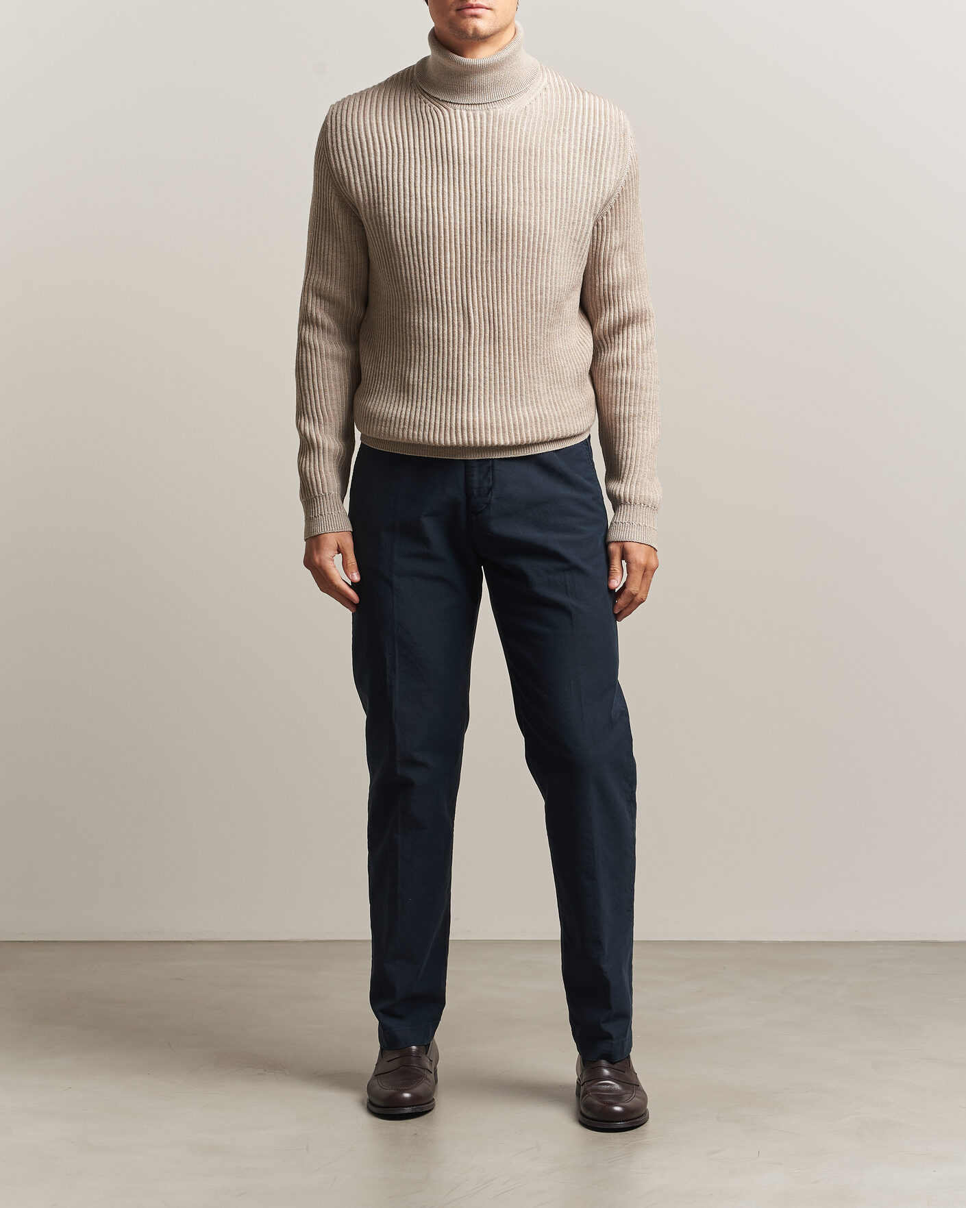 Hombres | Pantalones | Incotex | Regular Fit Garment Dyed Slacks Navy