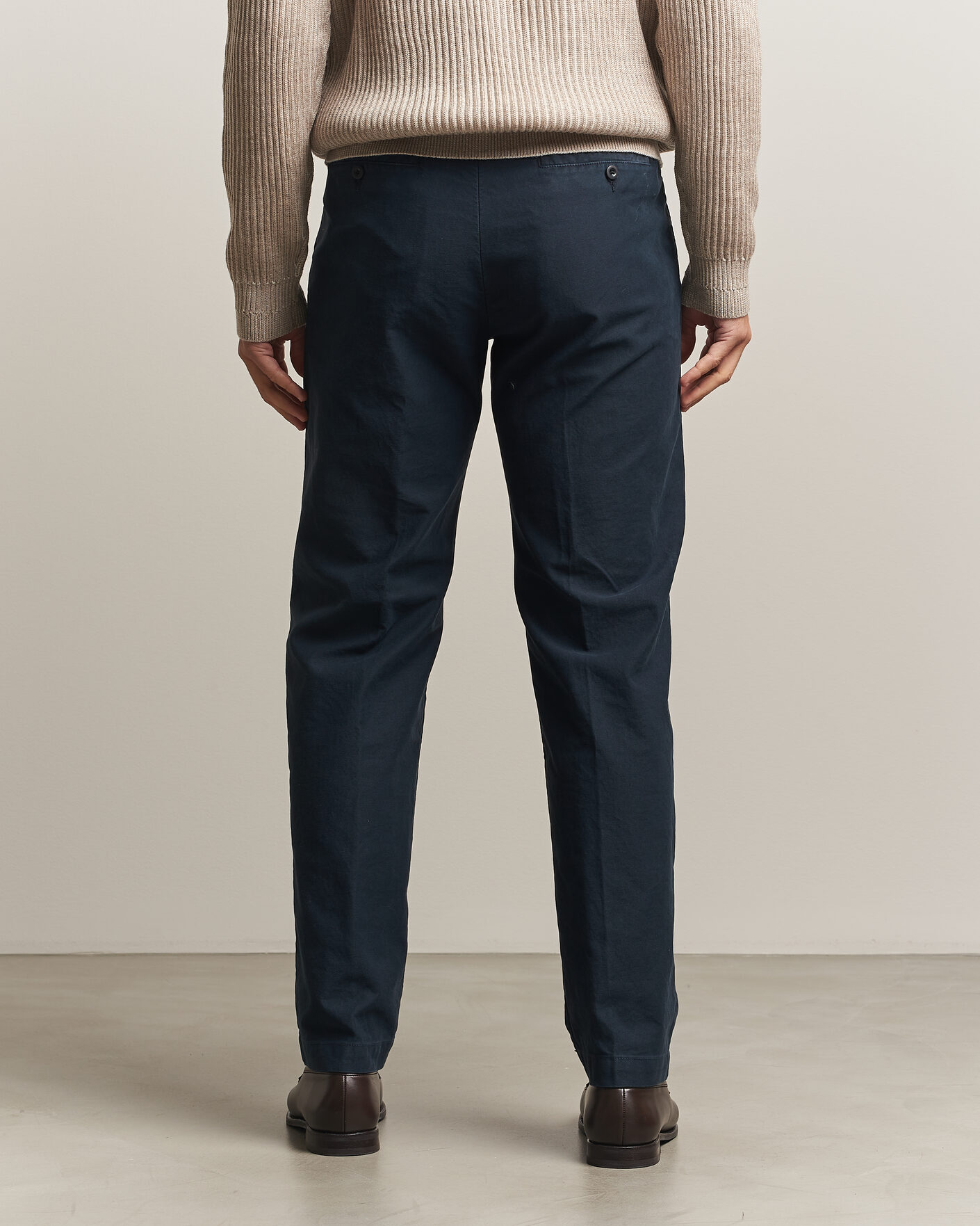 Hombres | Pantalones | Incotex | Regular Fit Garment Dyed Slacks Navy