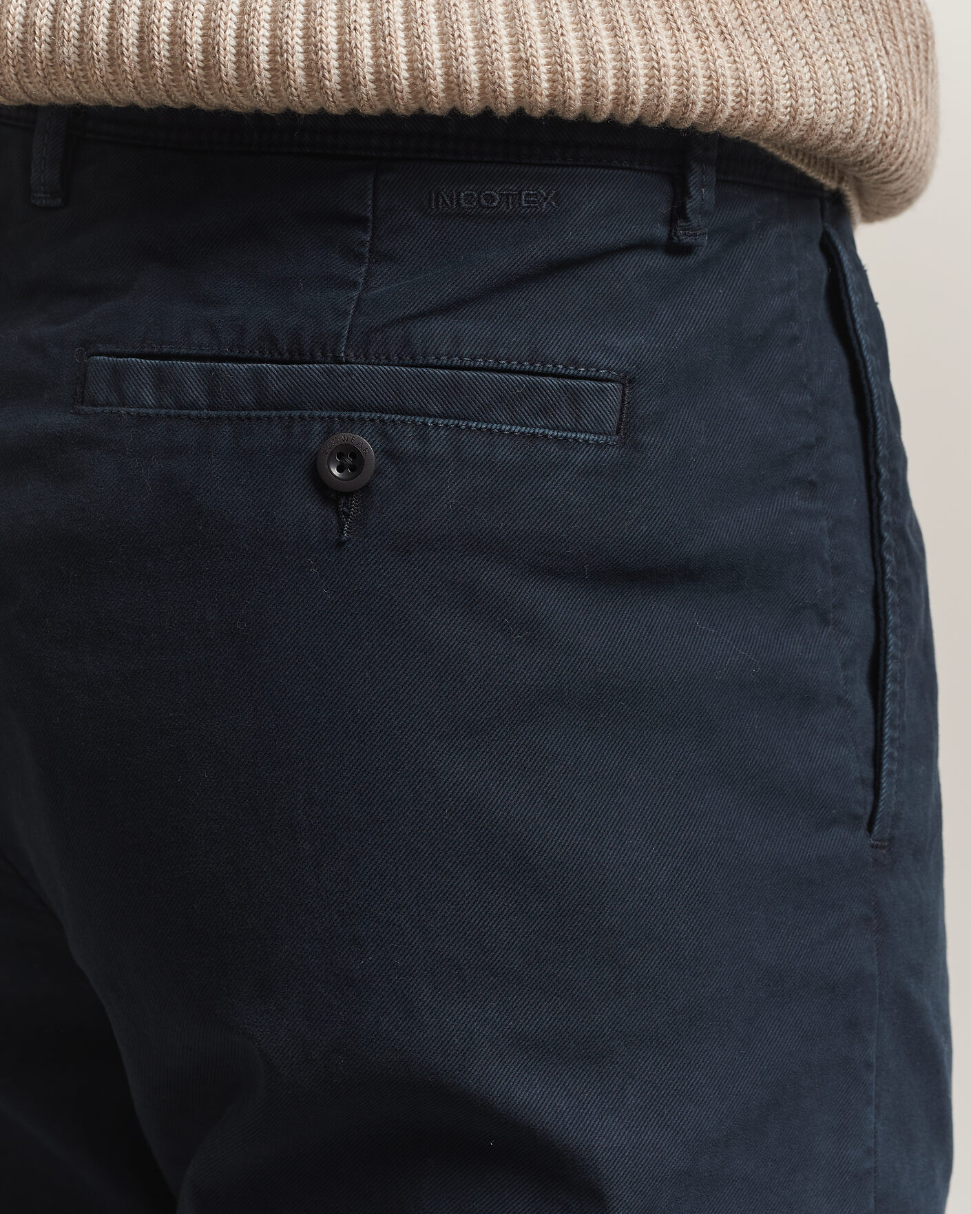 Hombres | Pantalones | Incotex | Regular Fit Garment Dyed Slacks Navy