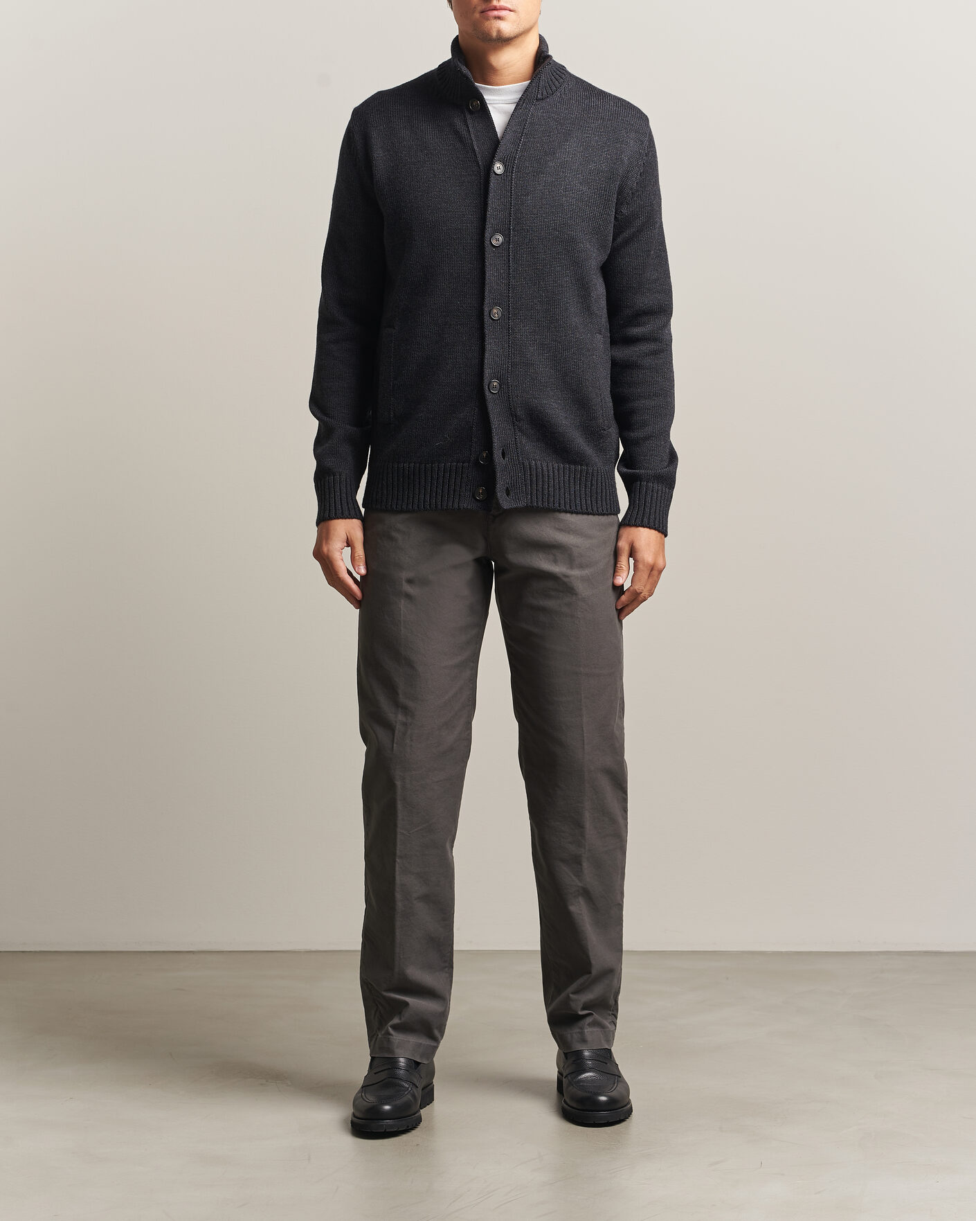Hombres | Pantalones | Incotex | Regular Fit Garment Dyed Slacks Dark Grey