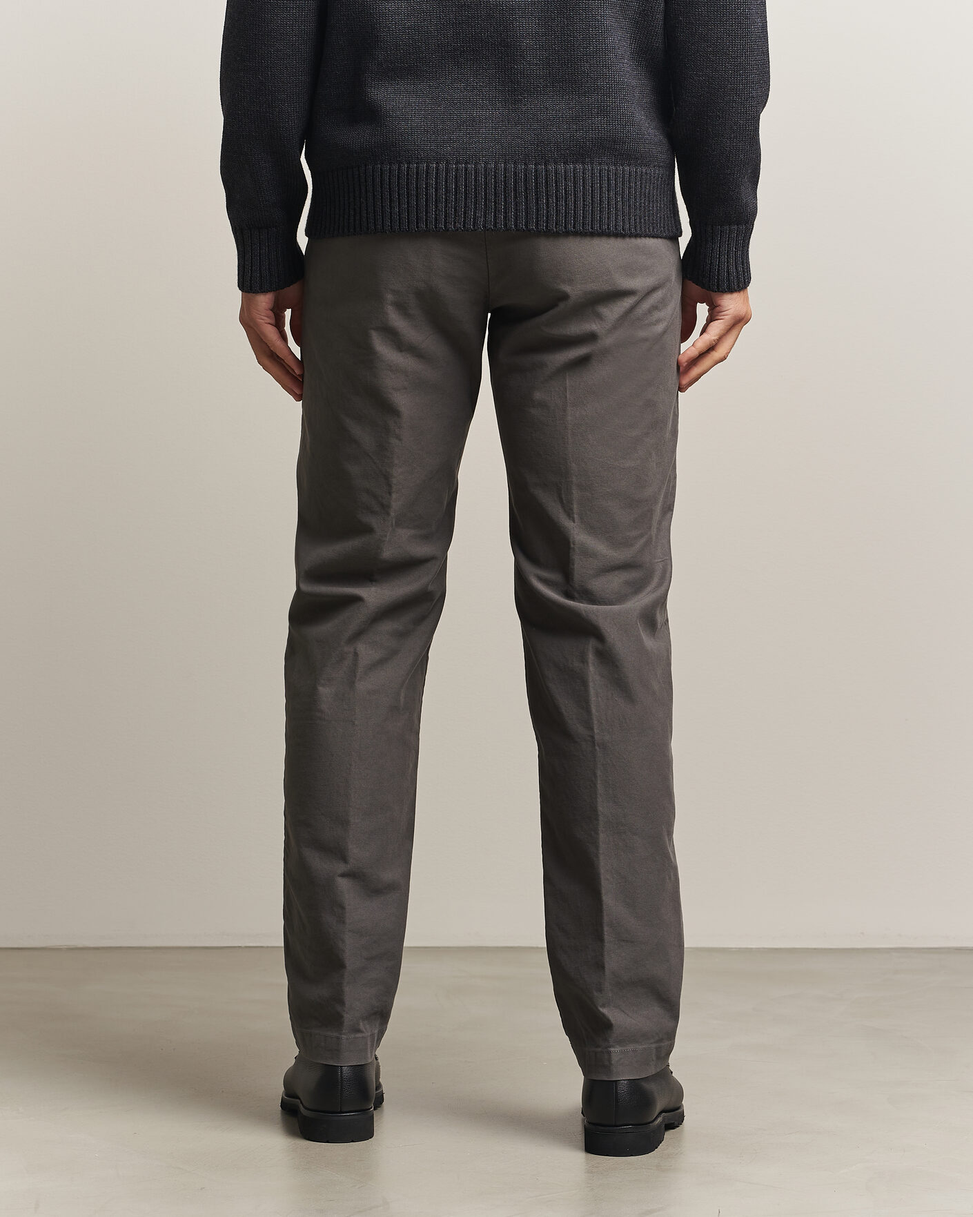 Hombres | Pantalones | Incotex | Regular Fit Garment Dyed Slacks Dark Grey