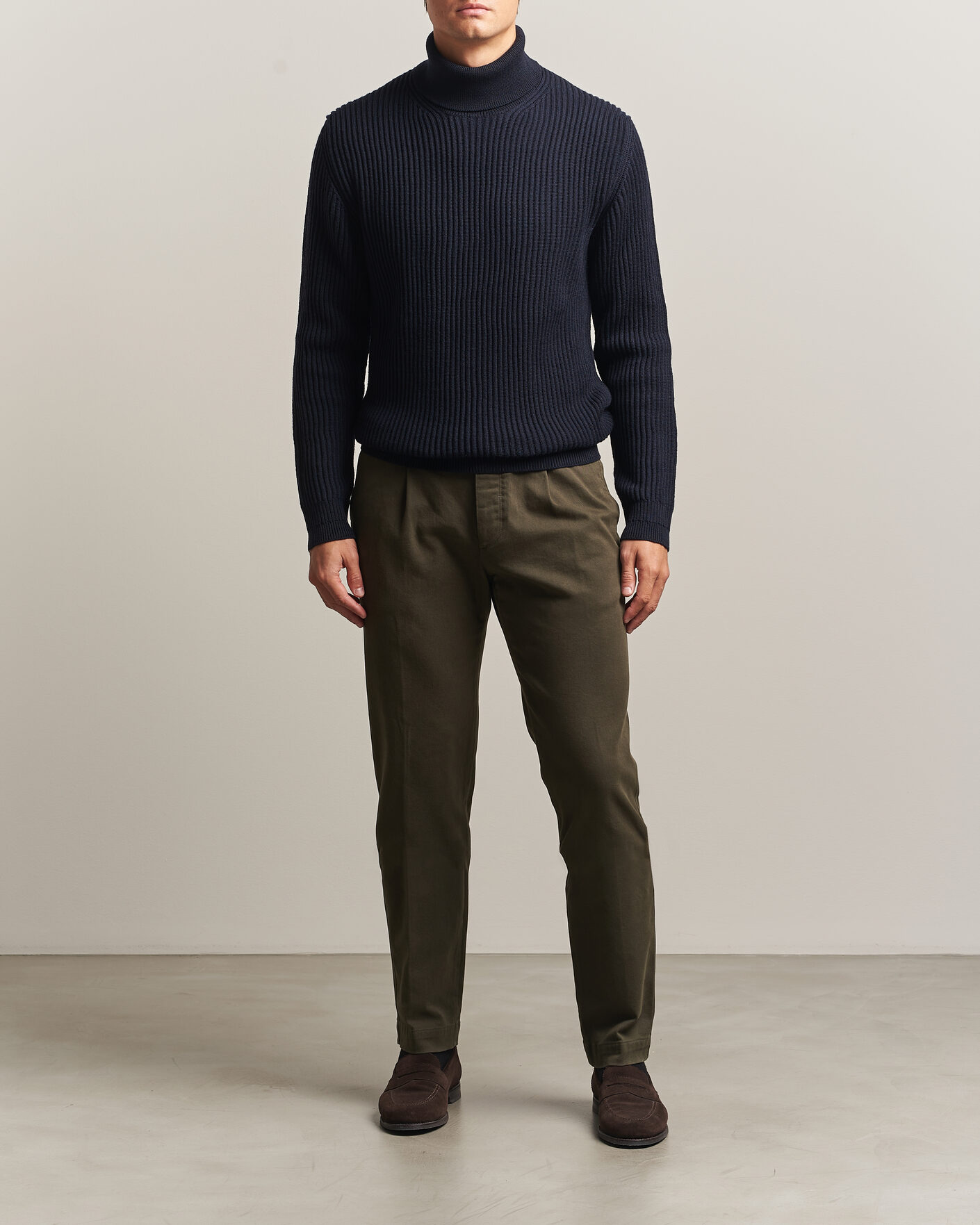 Hombres | Pantalones | Incotex | Regular Fit Cover Chinos Dark Green