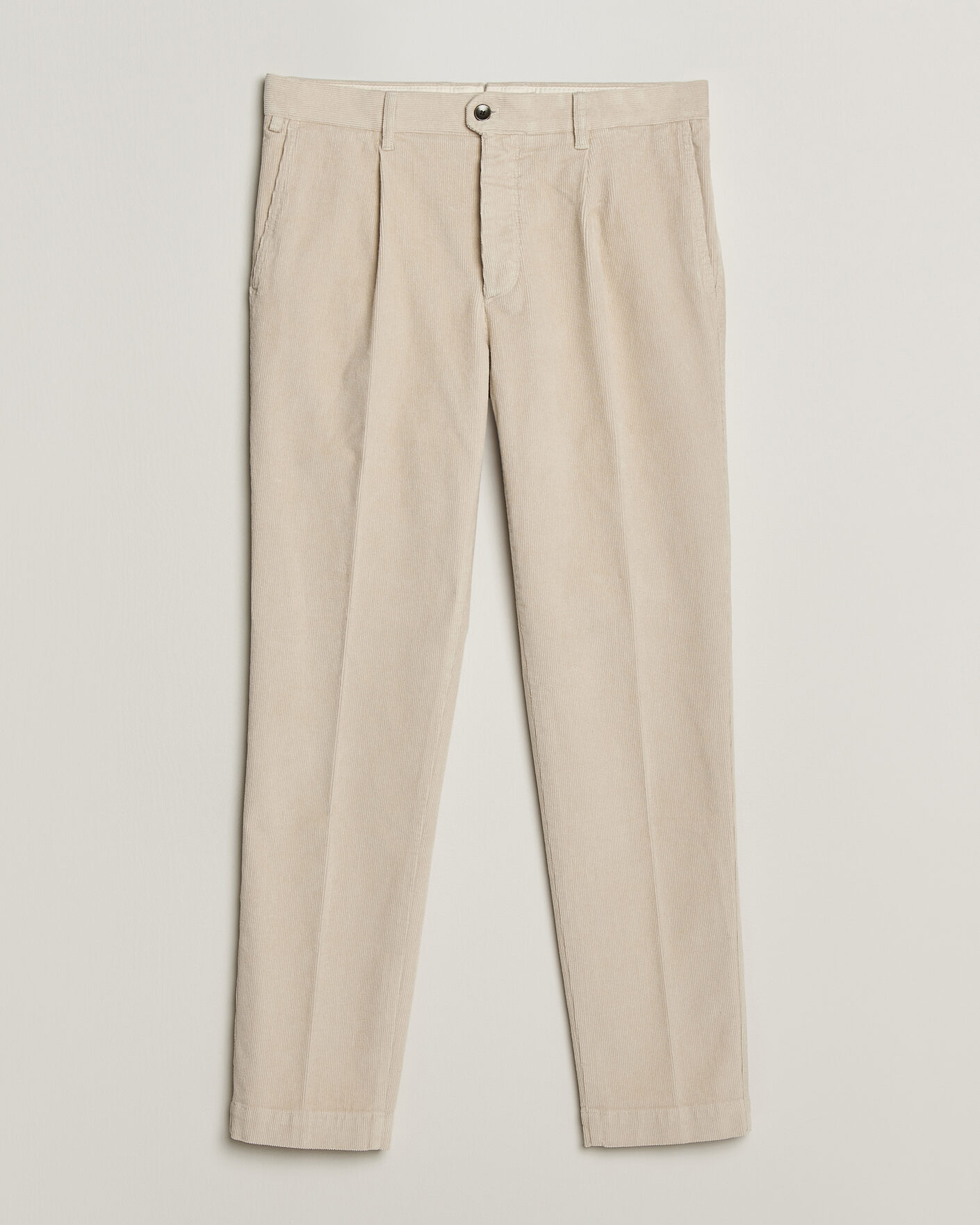 Hombres | Pantalones | Incotex | Regular Fit Washed Corduroy Slacks Off White